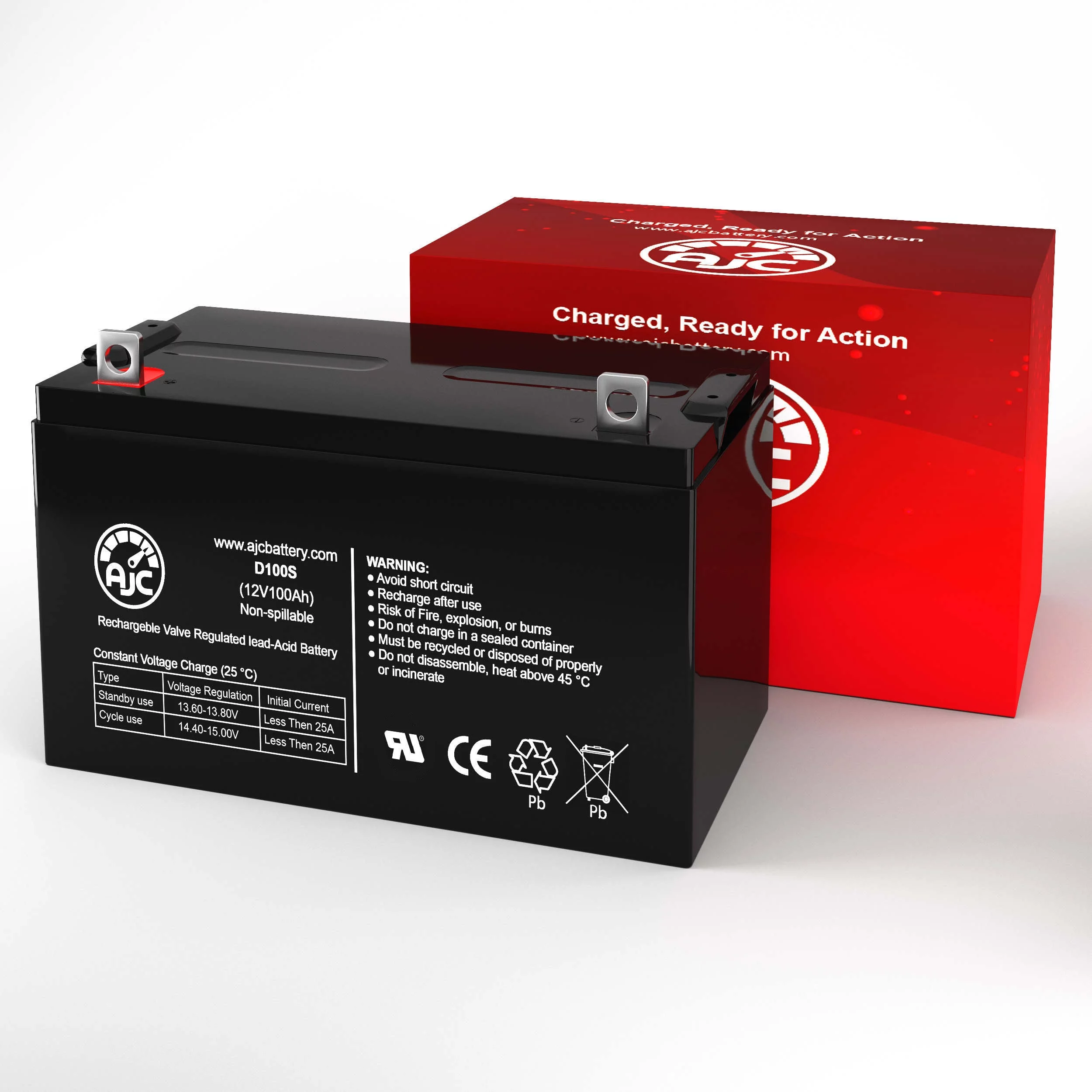 Yuntong YT-100D 12V 100Ah Sealed Lead Acid Battery - This Is an AJC Brand Replacement