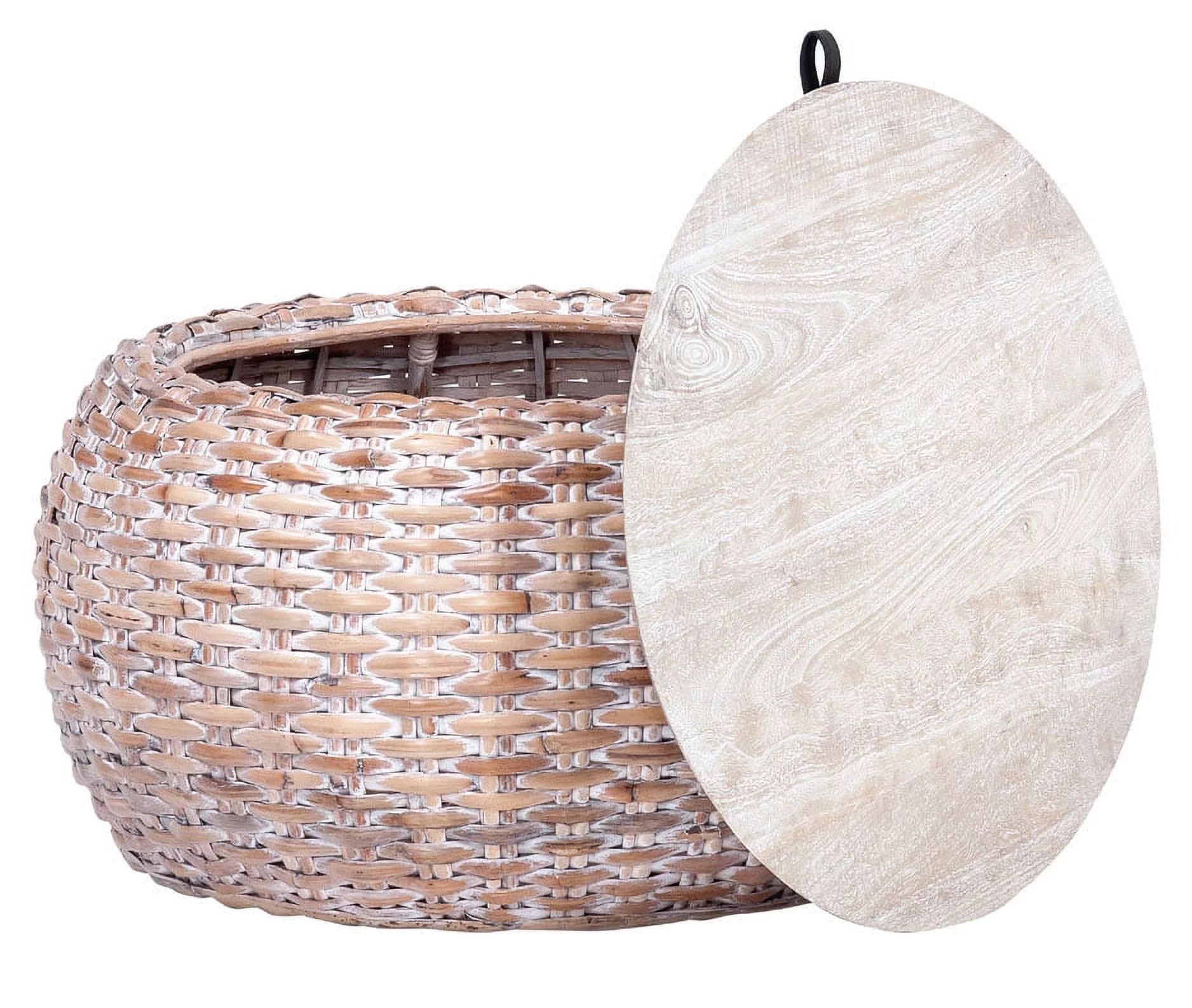 SAFAVIEH Klarysa Round Wood/Rattan Coffee Table, Natural White