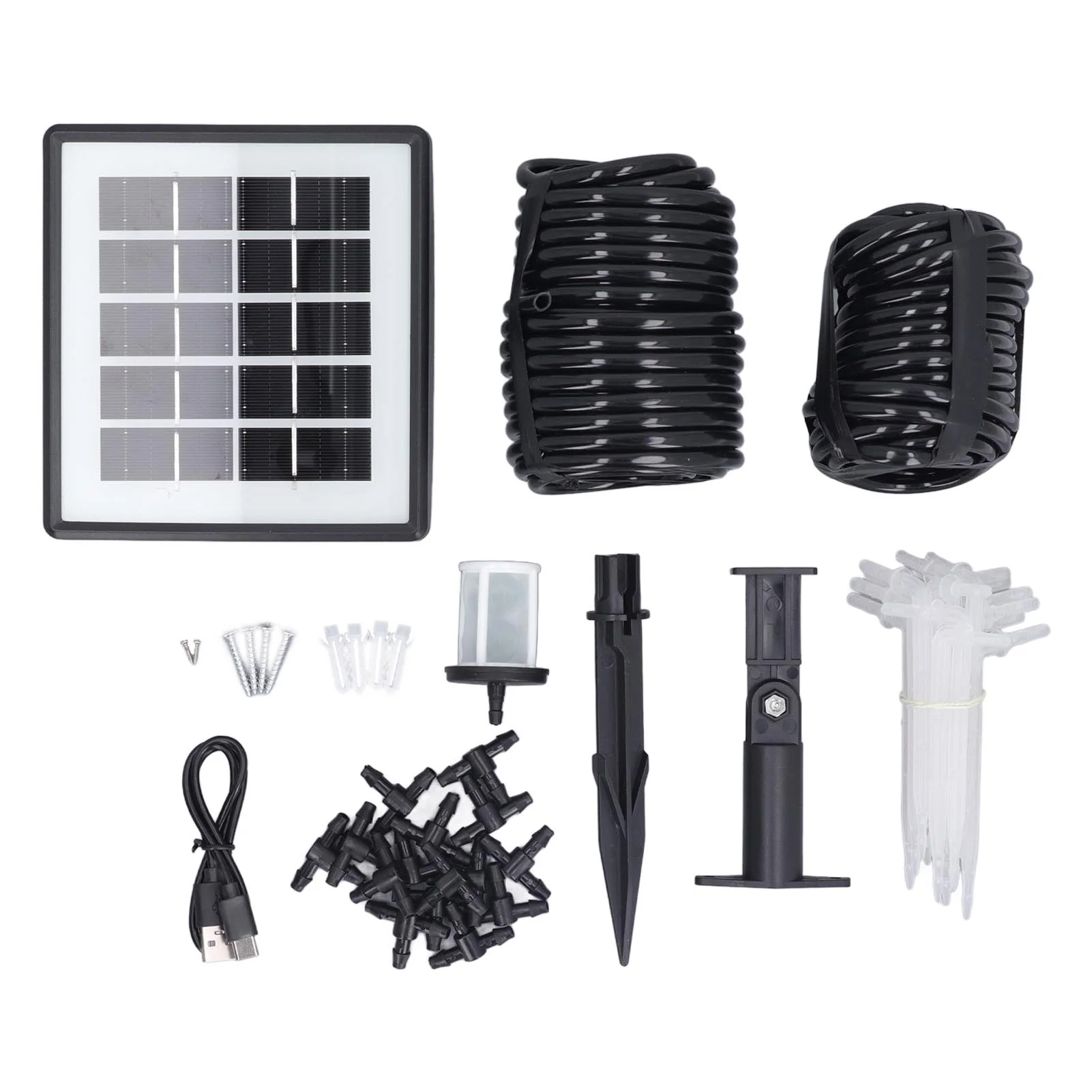 Solar Automatic Drip Irrigation Kit System, Solar Powered Auto Irrigation Set with 15 Drippers