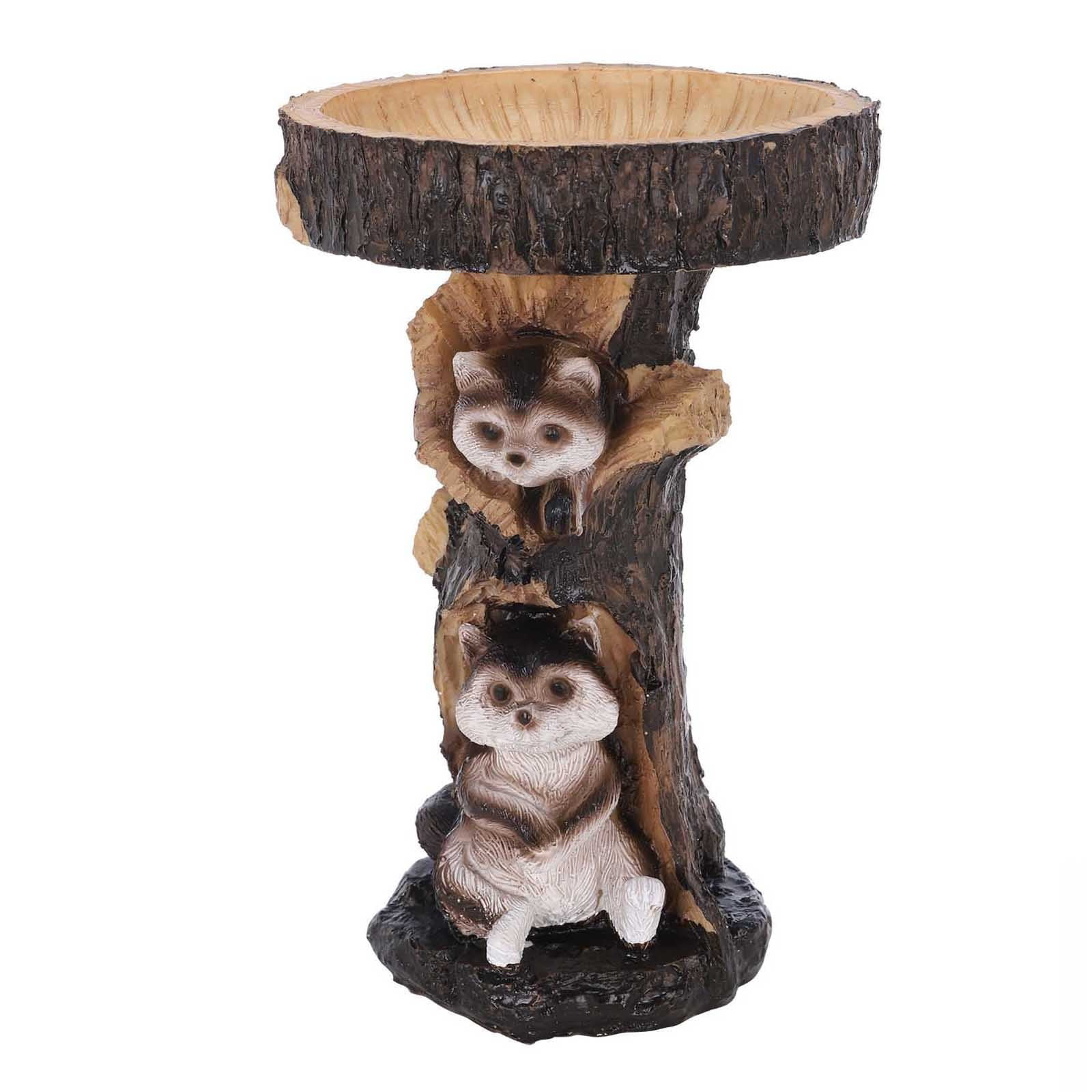 Ljxge Sculptures , Statues Resin Raccoon Birdbath Polyresin Antique Garden Bird Bath for Home Garden Yard