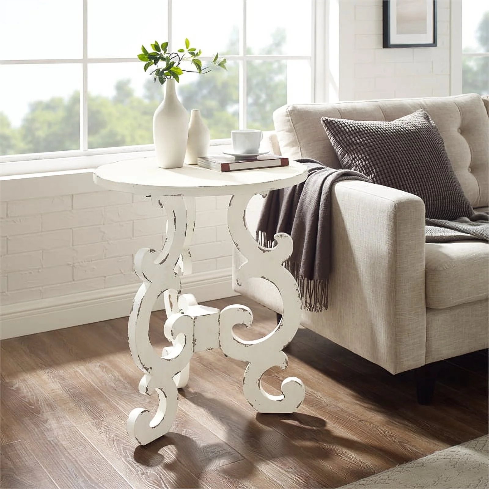 Home Square 2-Piece Set with Coffee Table and End Table in White