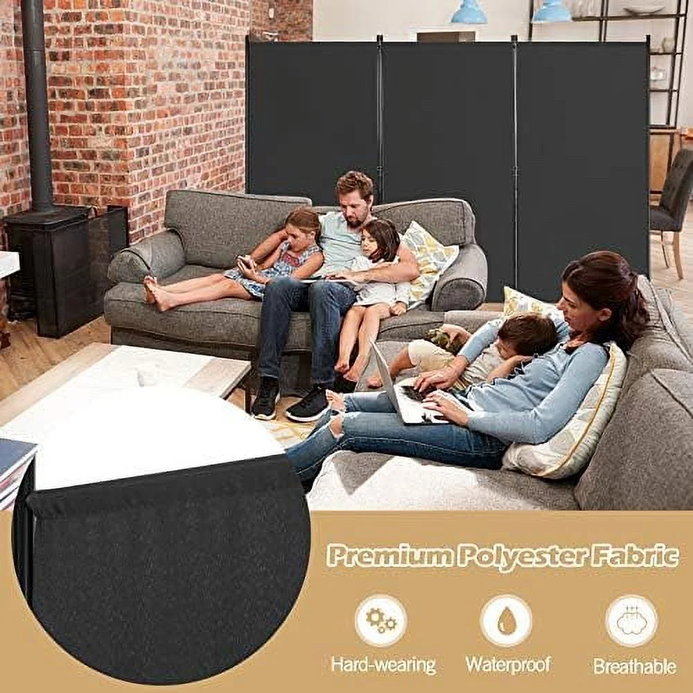 JYHOME 6 Ft Tall 3 Panel Room Divider Black  Lightweight Portable Folding Privacy Screen  Freestanding Partition Wall Divider and Separator for Bedroom Home Office Apartment Studio