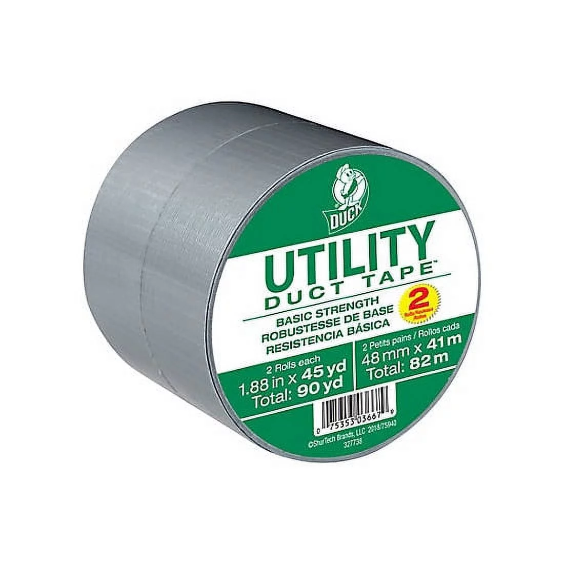 Duck Brand 1118395 Basic Strength Duct Tape 1 88 Inches by 45 Yards Silver 2 Rolls per Pack