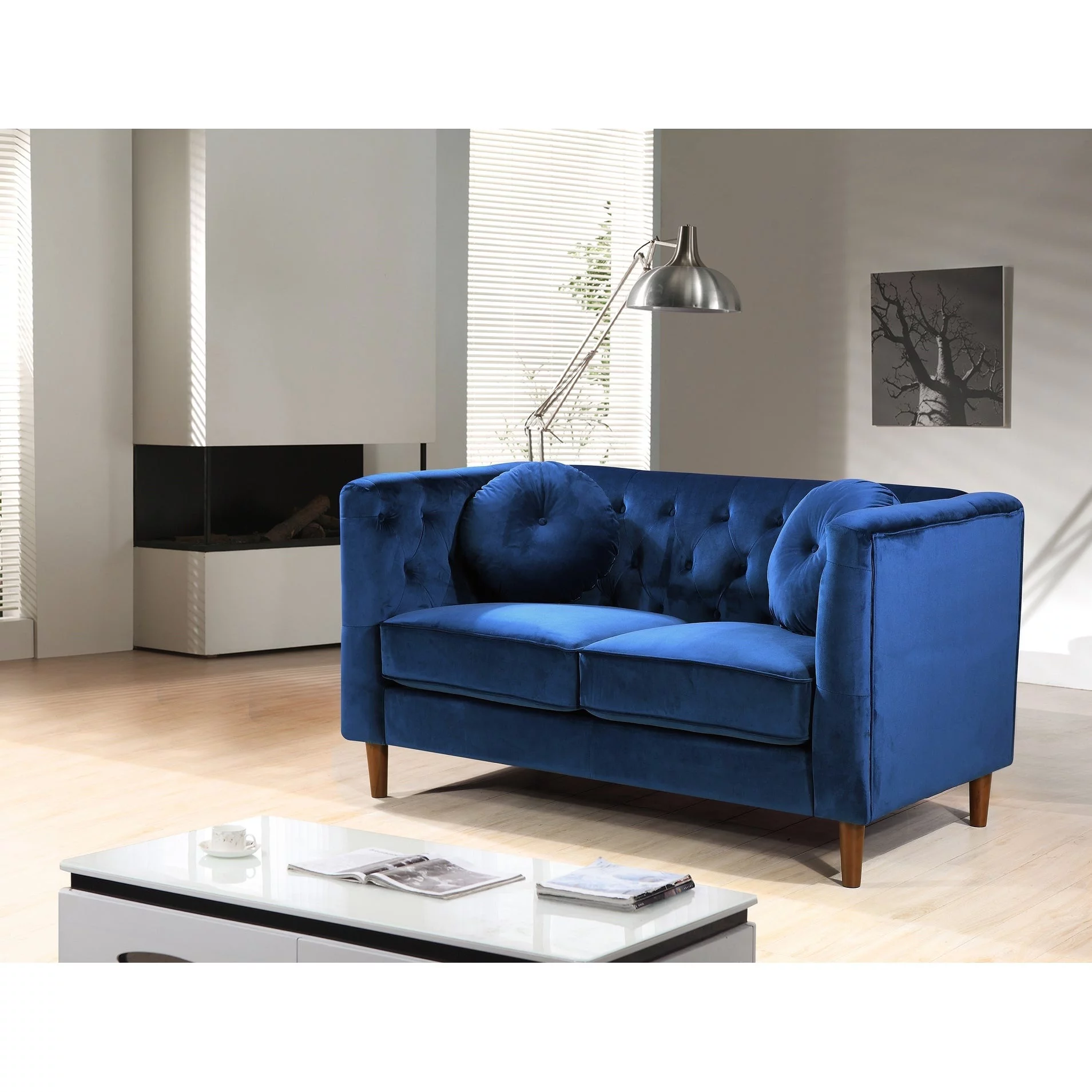 US Pride Furniture Mid-Century Tufted Loveseat