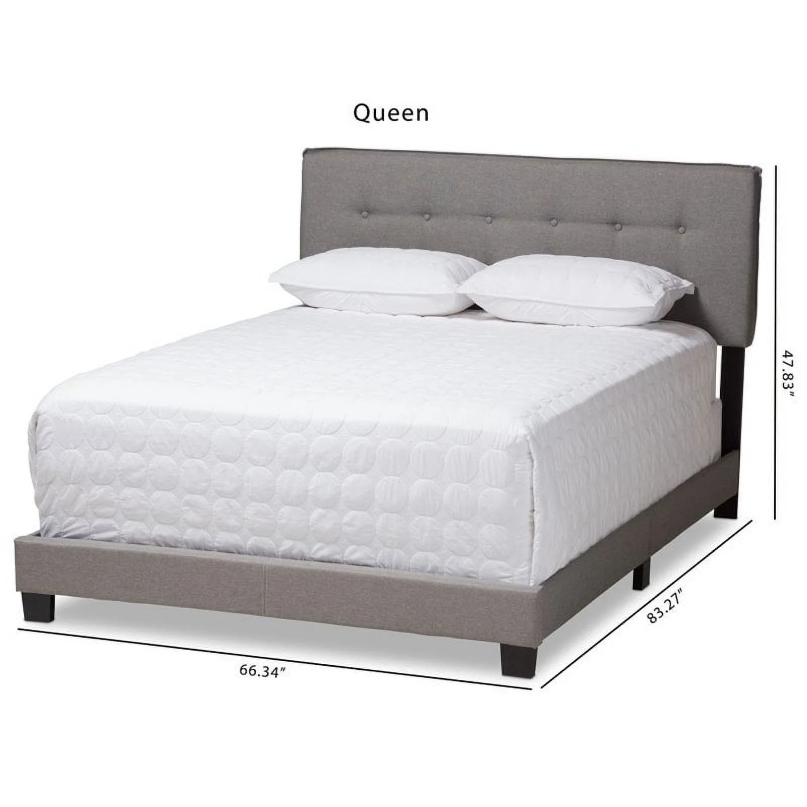Bowery Hill Fabric Tufted Queen Bed in Light Grey