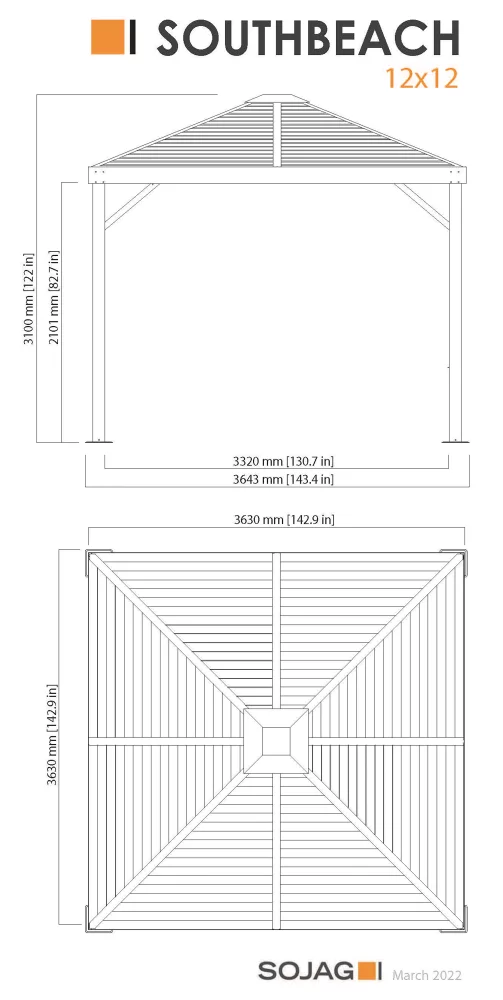 Sojag South Beach Gazebo 12 x 12 ft