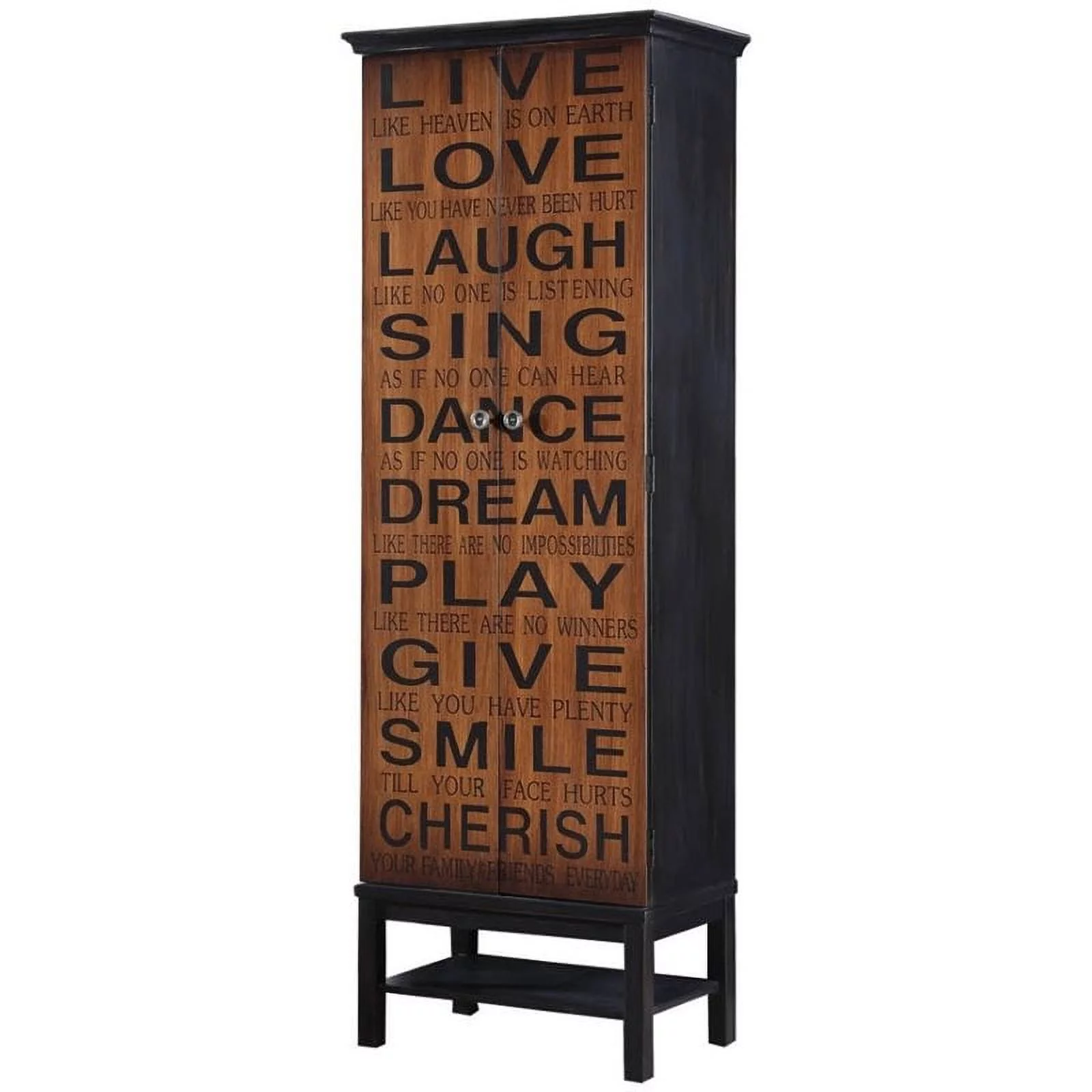 Bowery Hill Mid Century 2 Door Accent Cabinet in Rich Brown And Black