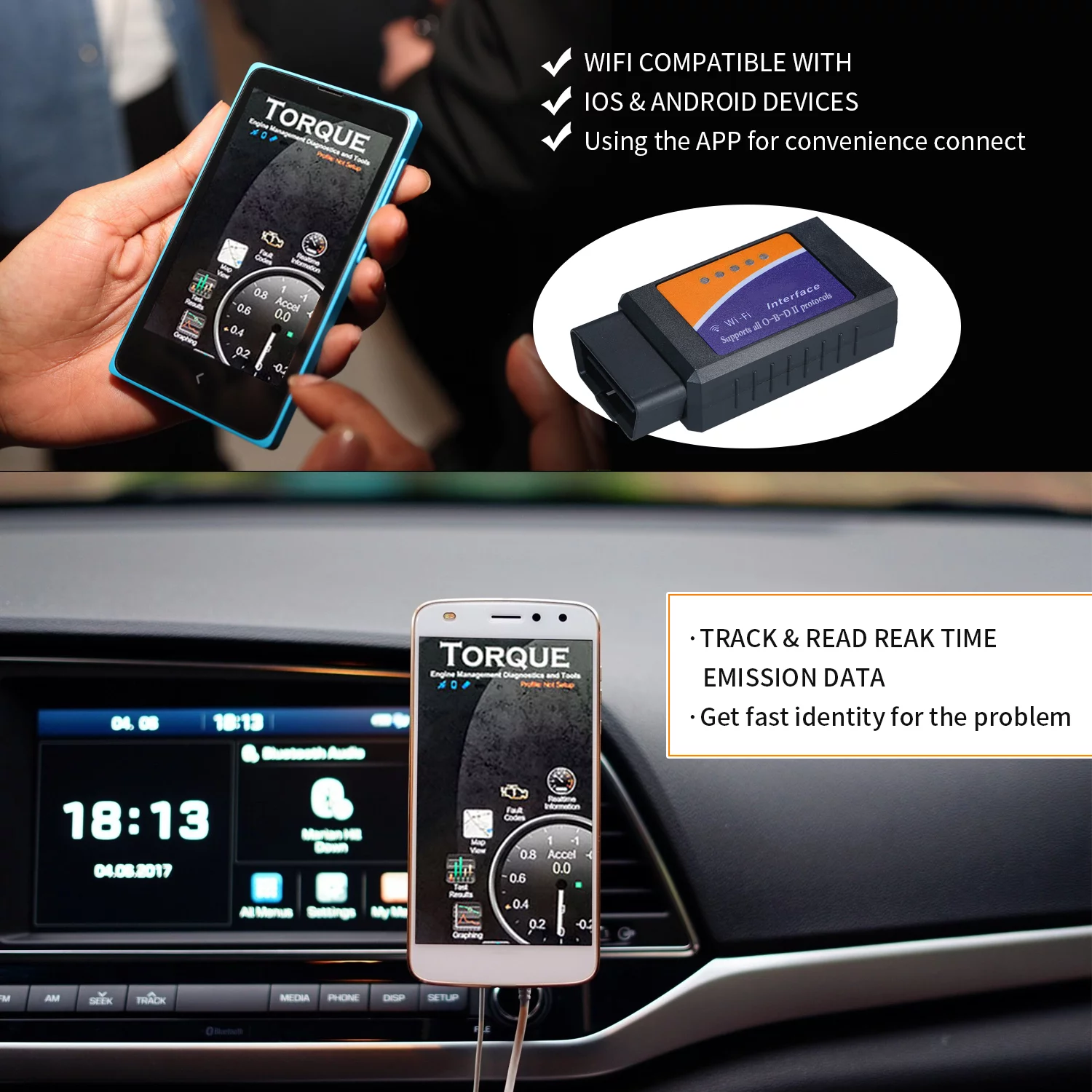 Diagnostic Scanner,Ios Android Wifi O-d2 O-d-ii O-d2 O-d-ii Scan B D Ii Tool Code Ios And Android Tool Compatible Car Wifi O-d2 O-d-ii Check Tool Code Adapter O B Scan Compatible Ios