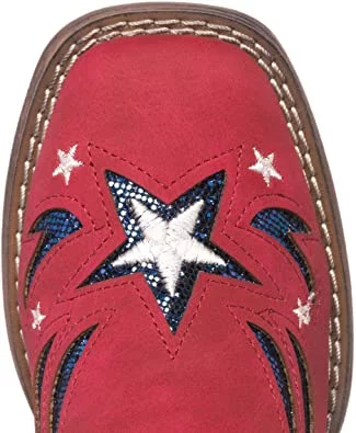 Children Western Kids Cowboy Boot | Star Glitter Toddler Red Americana Flag for Girls by Silver Canyon