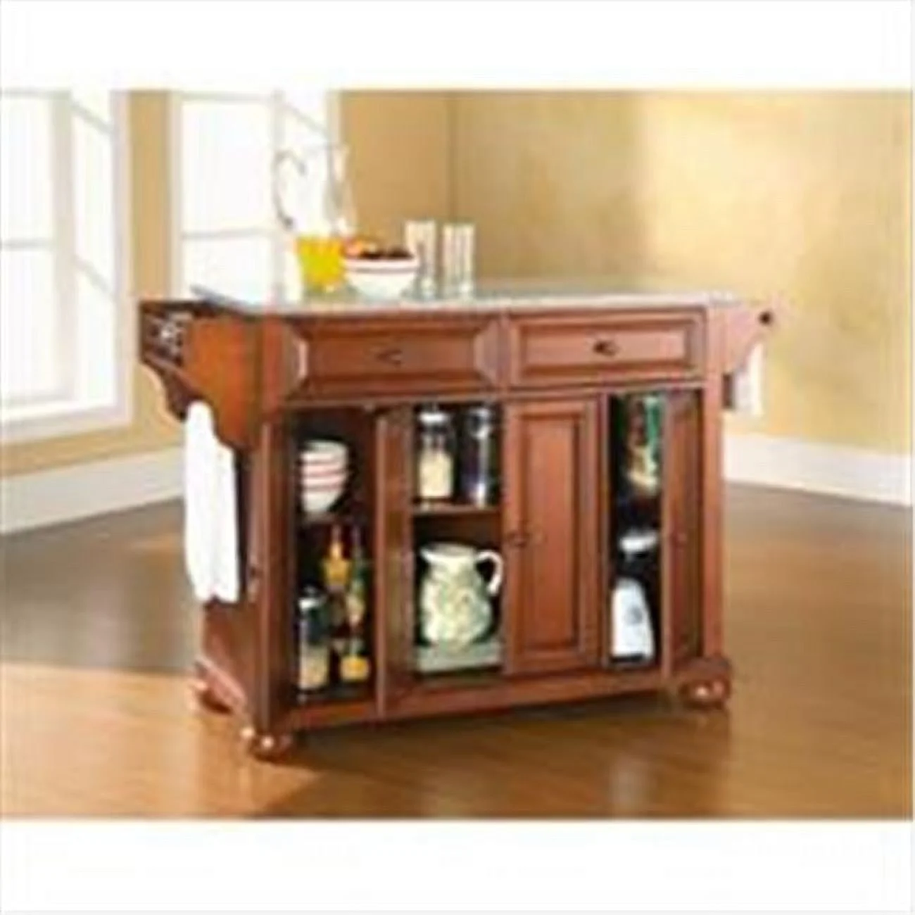 Crosley Furniture  Alexandria Solid Granite Top Kitchen Island - Classic Cherry Finish