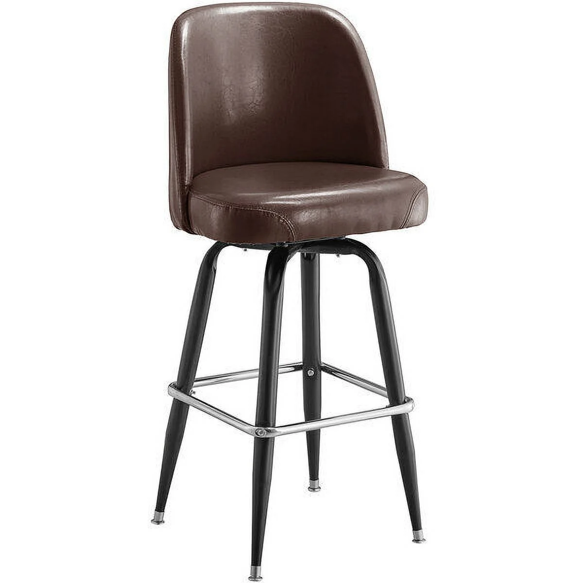 (2 PACK) Metal Restaurant Barstool with Dark Brown Vinyl Swivel Bucket Seat