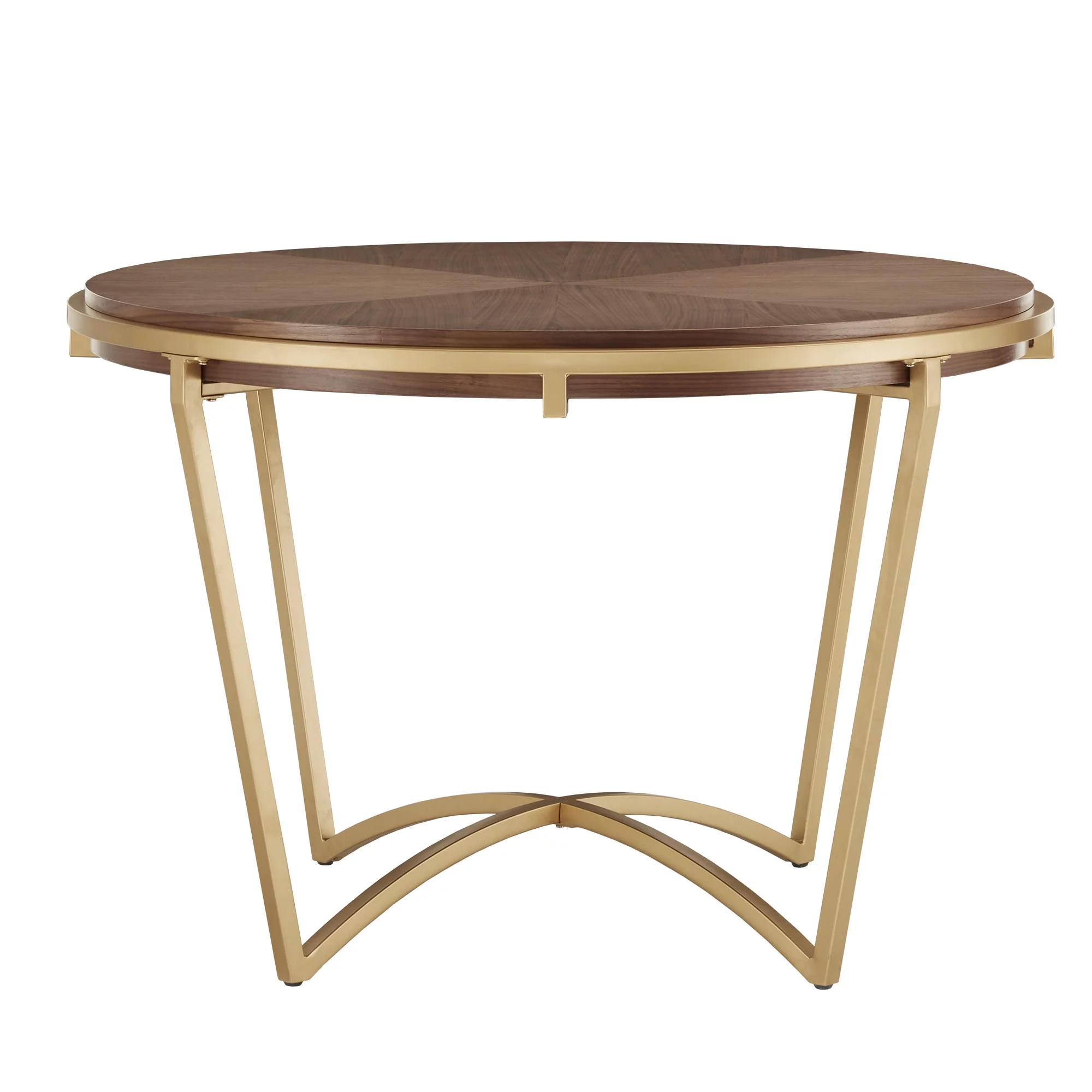Weston Home Alannis Natural Finish Dining Table With Gold Metal Base