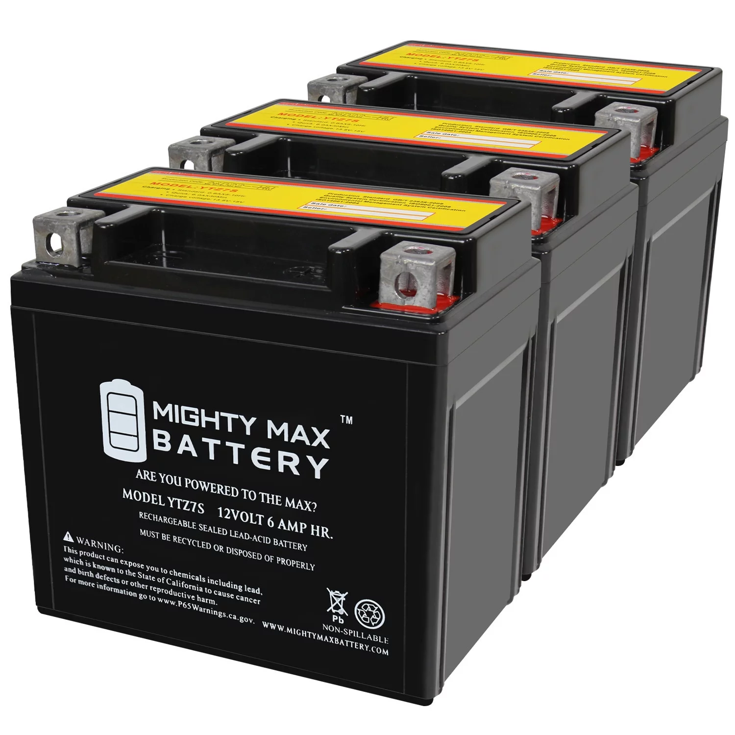 YTZ7S 12V 6AH Replacement Battery compatible with Yamaha 250 YFM25R Raptor, R 08-13 - 3 Pack