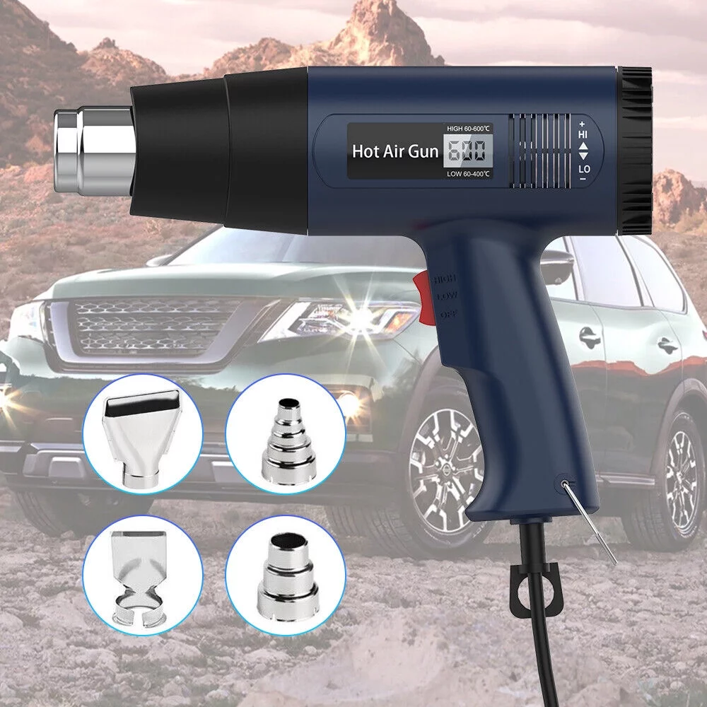 JLLOM 2000W Heat Gun Electric Hot Air Gun With Dual Temperature LCD Display 4 Nozzles