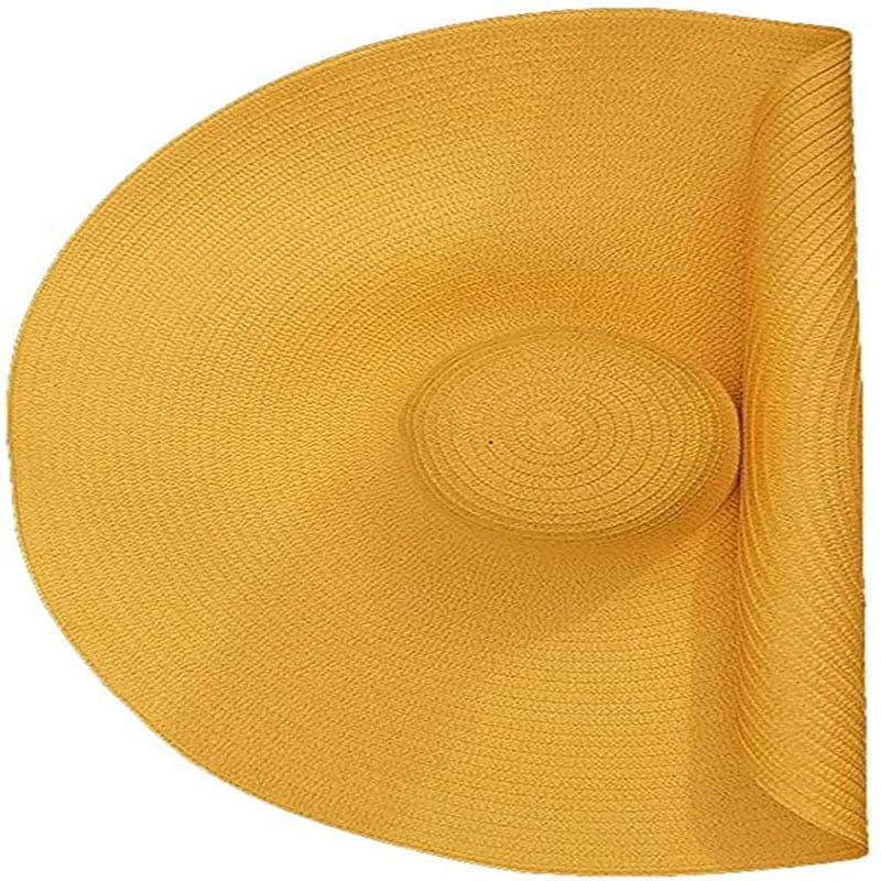 Namzi Women's Extra Large Beach Hat, Wide Brim Large Sun Hat, Women's Soft Foldable Giant Straw Hat, Stowable UV Protection Summer Hat (Yellow)