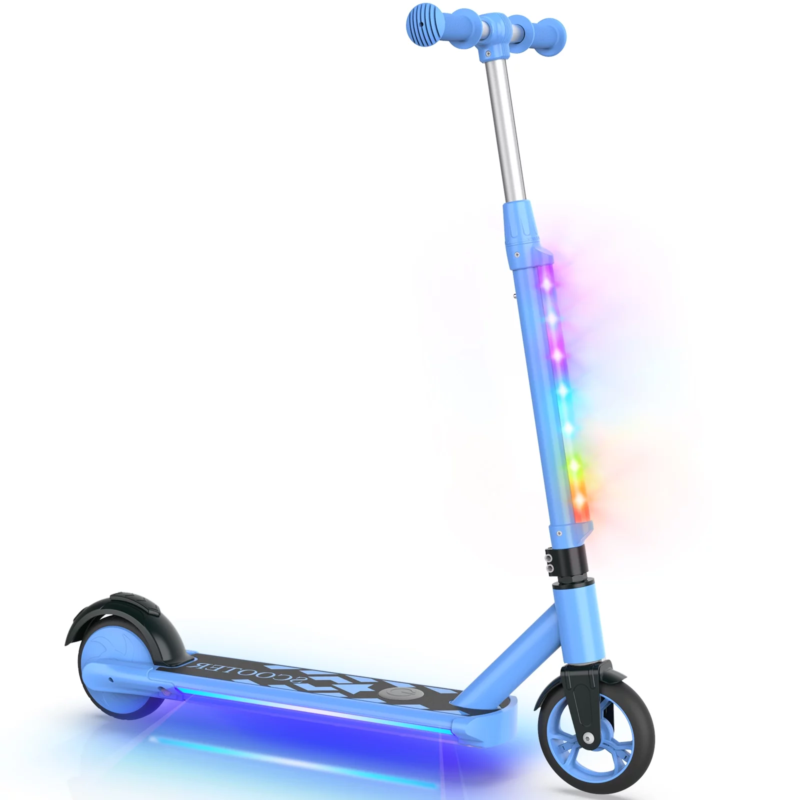 LIEAGLE Kids Electric Scooter Ride on Foldable Adjustable Electric Scooter for Kids Blue