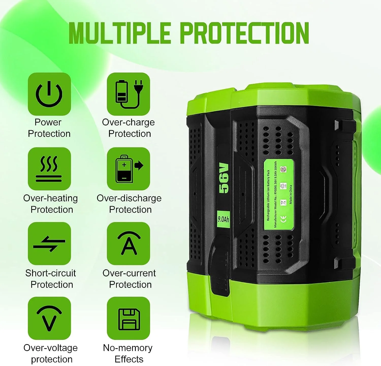 9000mAh High Capacity Replacement for EGO 56V Battery BA2800 BA4200T BA4200 BA1400 BA2800T BA5600T