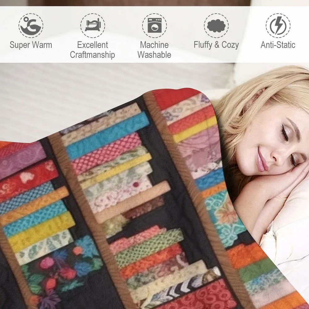 COMIO ART & ARTIFACT Library Books Quilted Throw Blanket