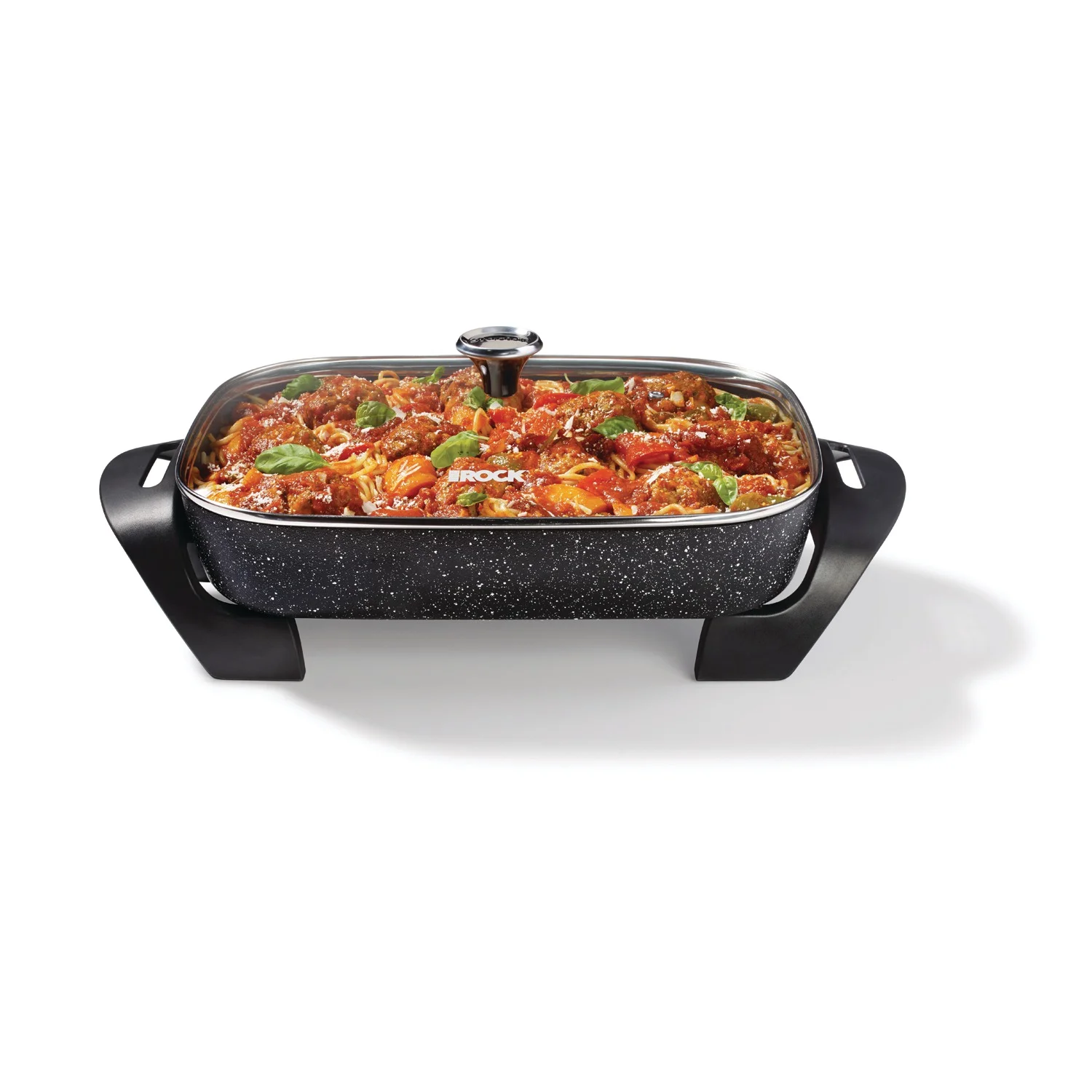THE ROCK by Starfrit 024401-002-0001 THE ROCK by Starfrit 12-Inch x 15-Inch 1,200-Watt Extra-Large Electric Skillet with Glass Lid