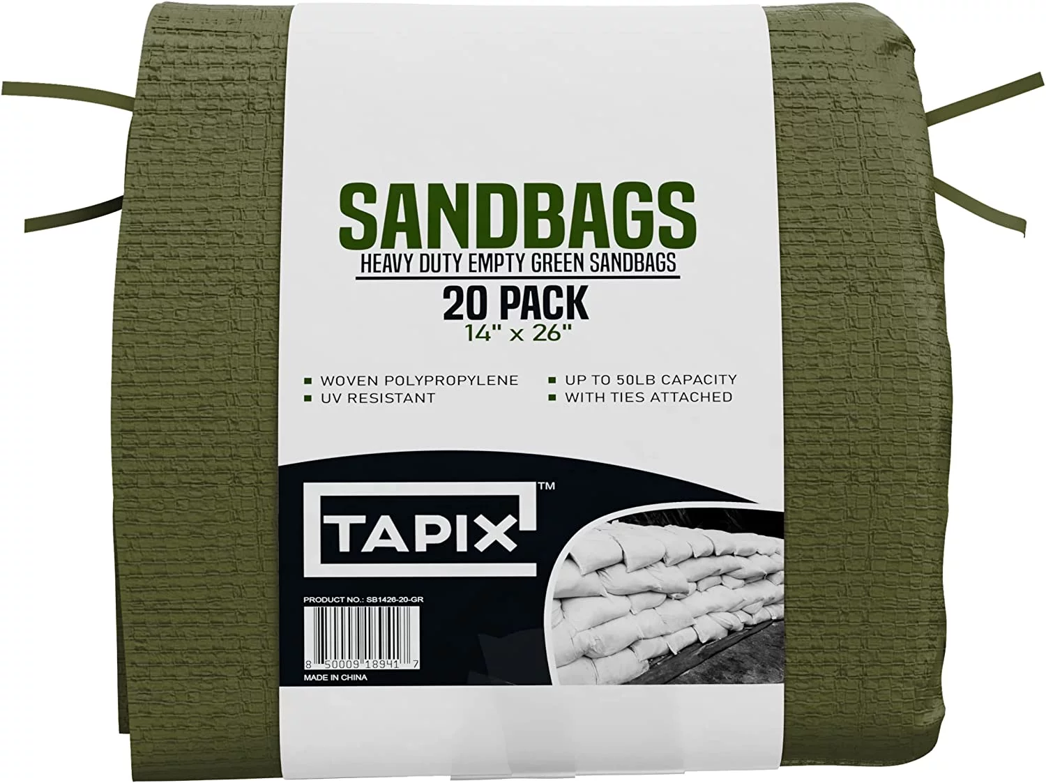 Empty Sandbags Military Green with Ties (Available in Various Bundles) 14