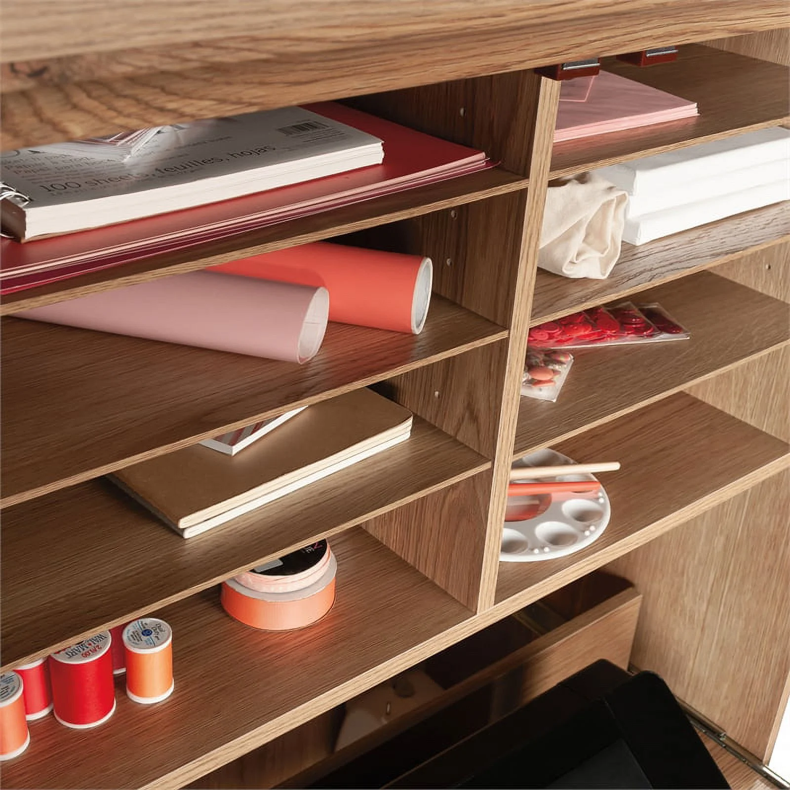 Pemberly Row Engineered Wood Multi-Purpose Armoire in Timber Oak Finish