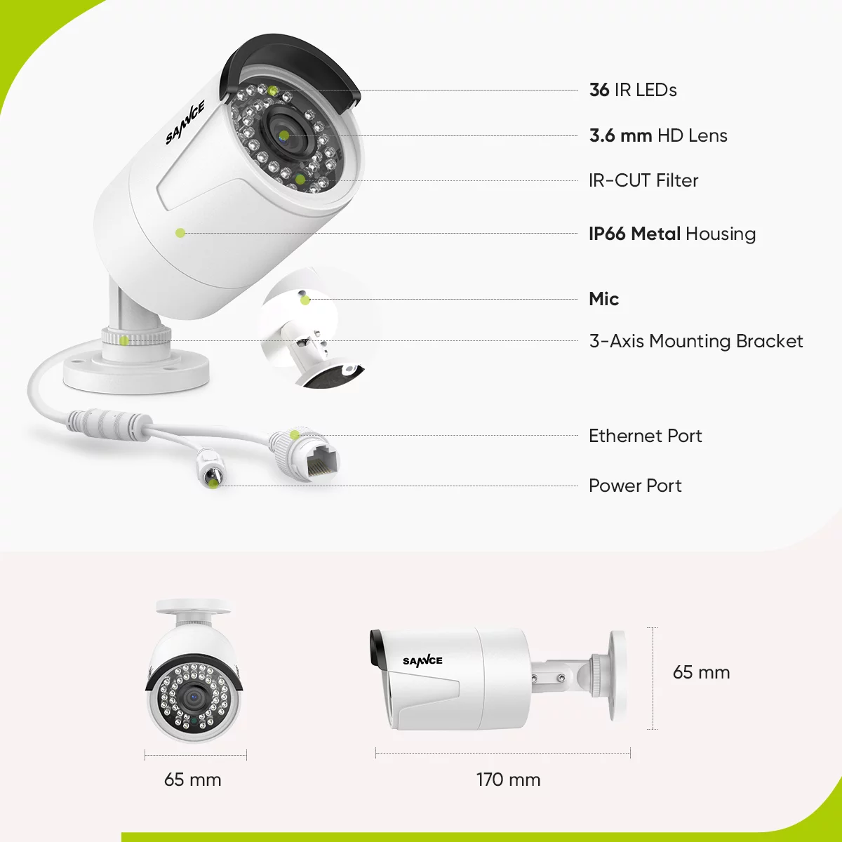 SANNCE 8CH 5MP POE Home Security Camera System,2MP 8CH POE NVR, 6pcs 1080P Outdoor POE Cameras,1TB Hard Drive