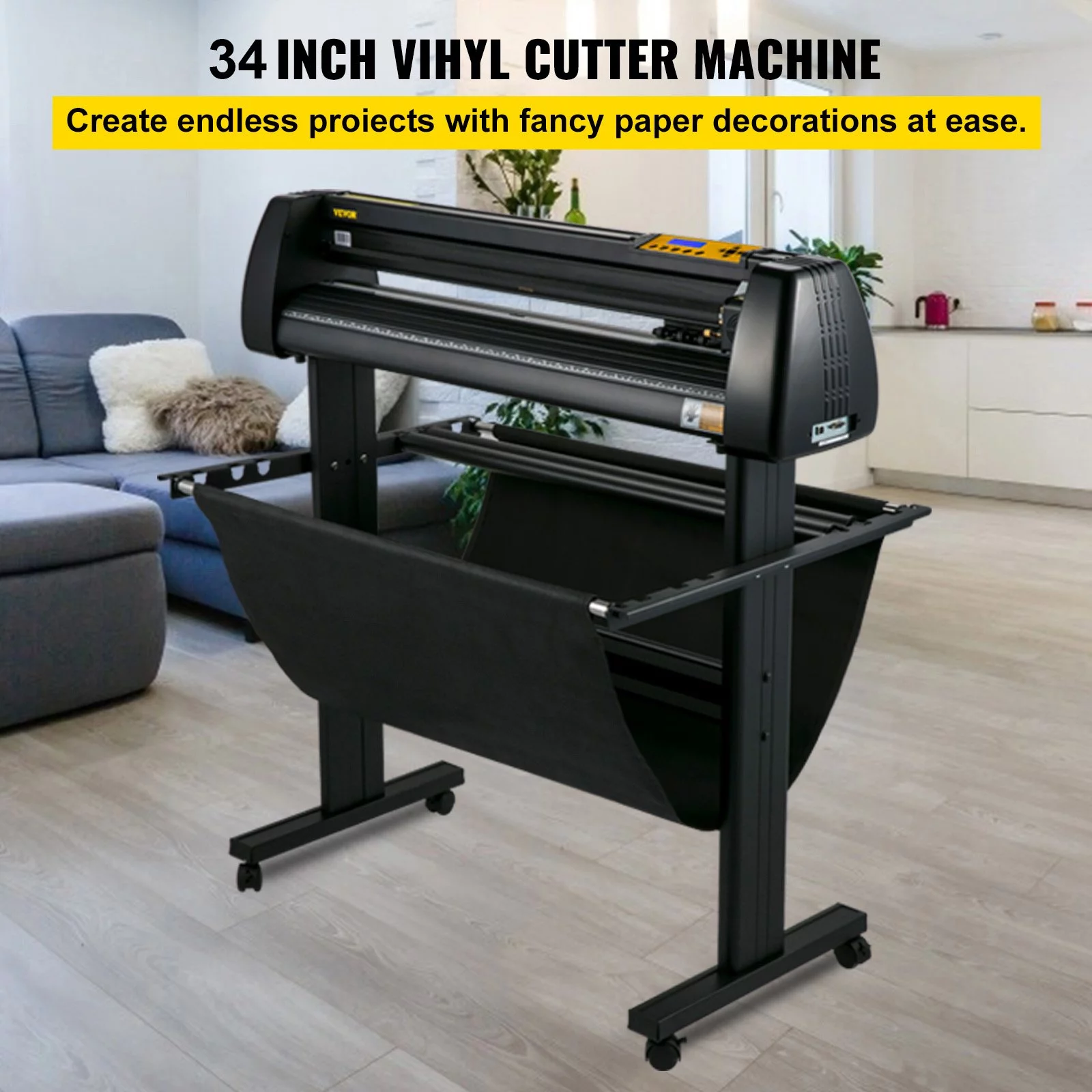 Vevor  Vinyl Cutter 34 in. Bundle, Vinyl Cutter Machine Manual Vinyl Printer LCD Display Plotter Cutter Sign Cutting with Signmaster Software