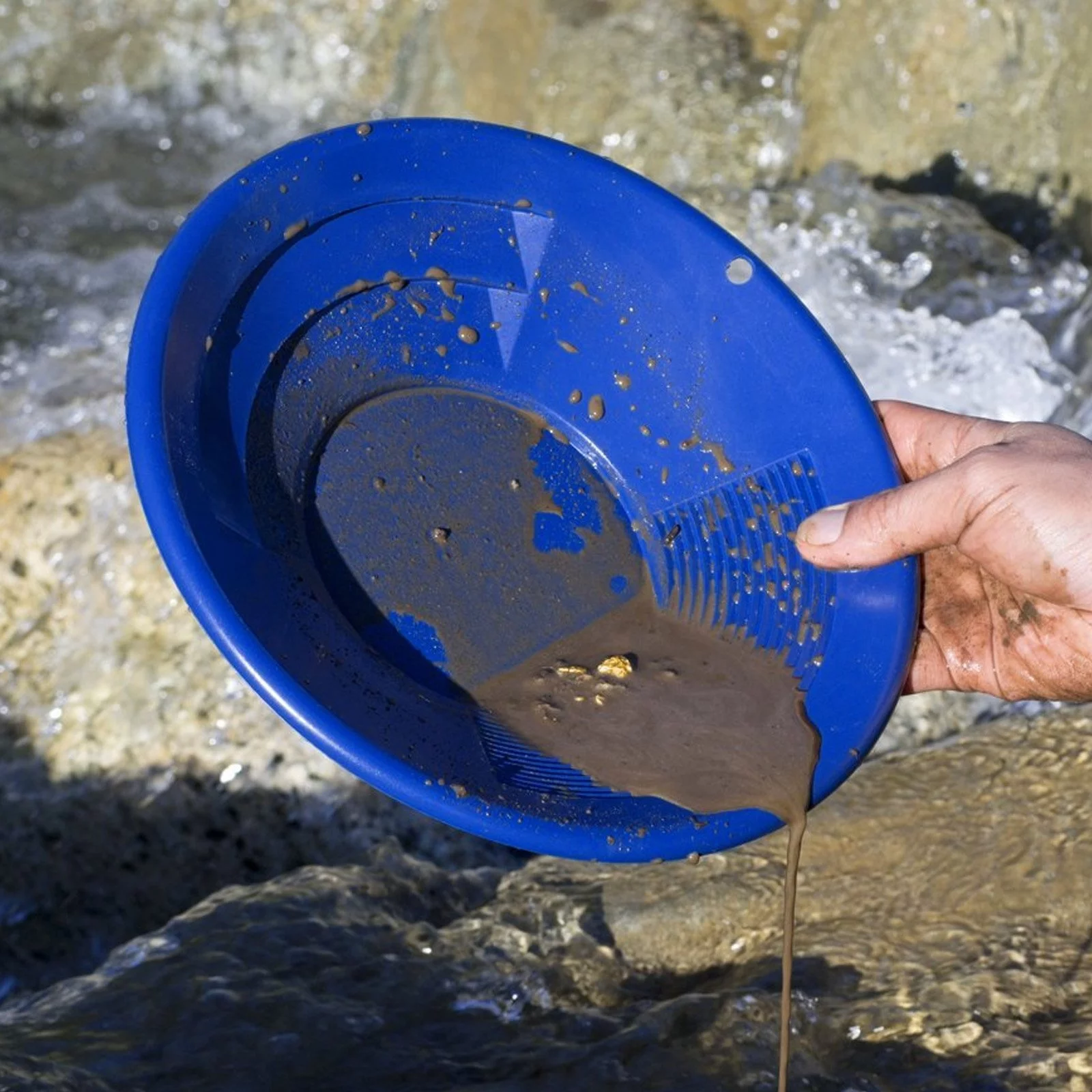 ASR Outdoor Blue 8 Inch Gold Mining Pan for Gold Prospecting 2 Riffle Types