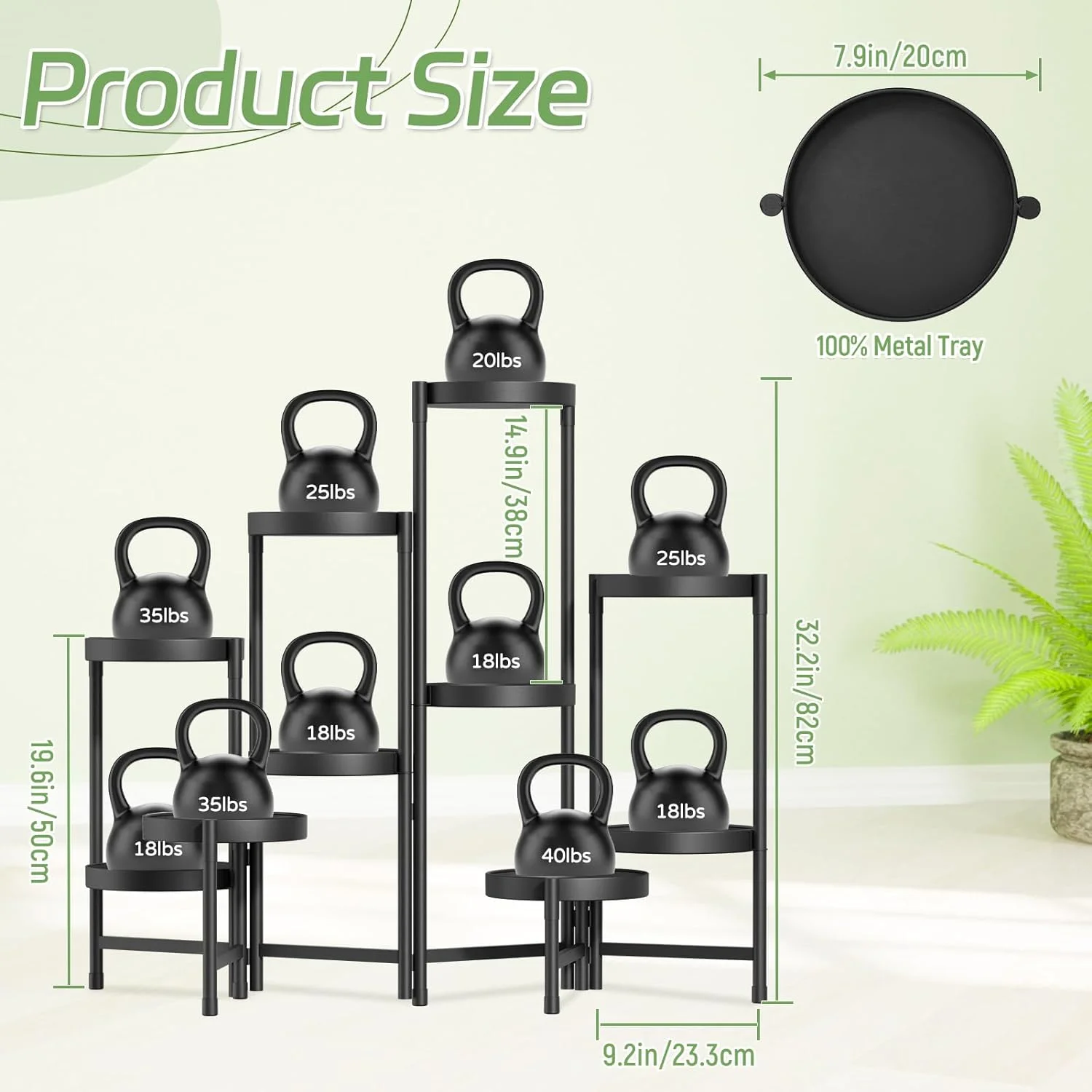 10 Tier Metal Plant Stand: Indoor/Outdoor Tall Corner Shelf for Multiple Plants, Folding Flower Display Rack (Black)