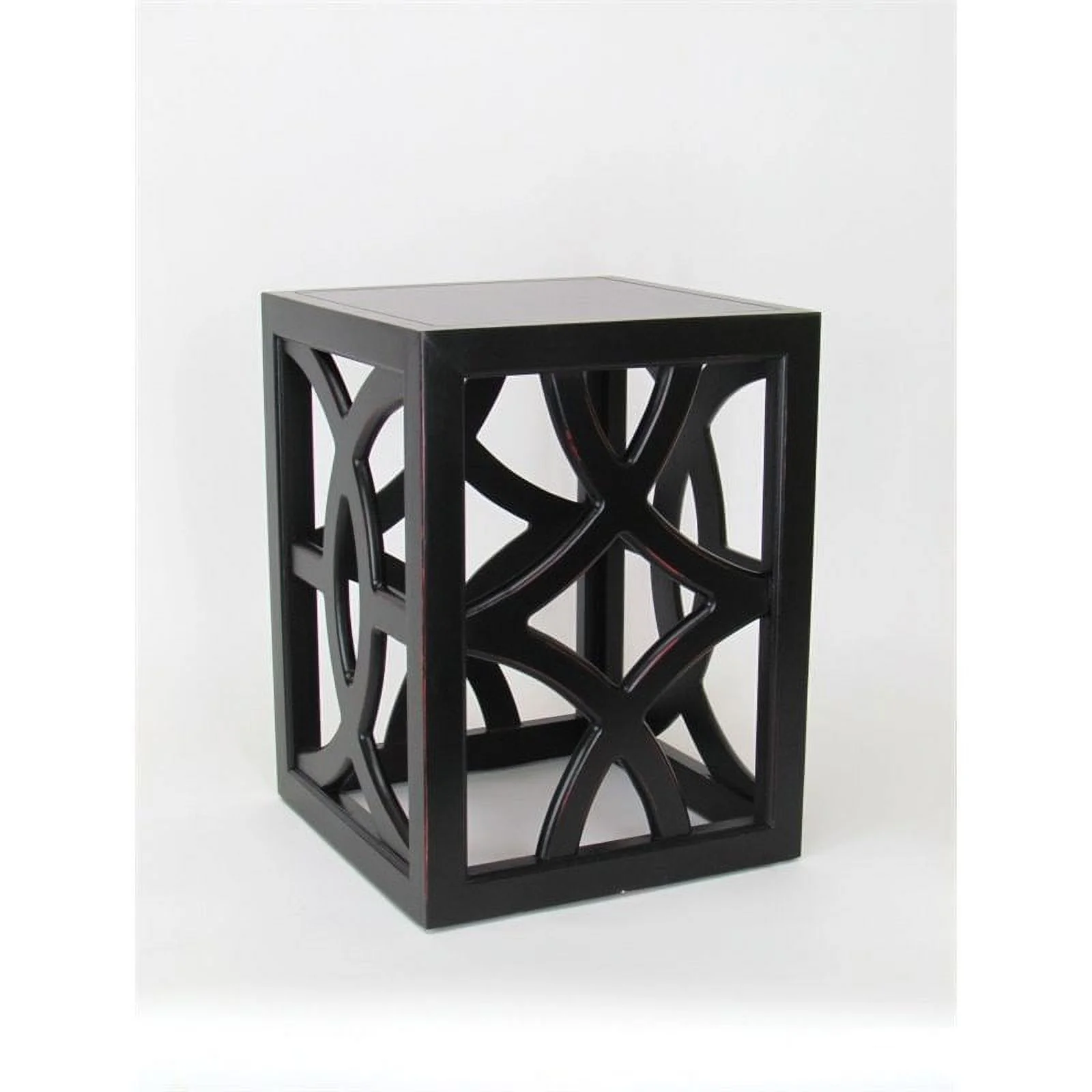 Home Square Solid Basswood End Table in Black Finish - Set of 2