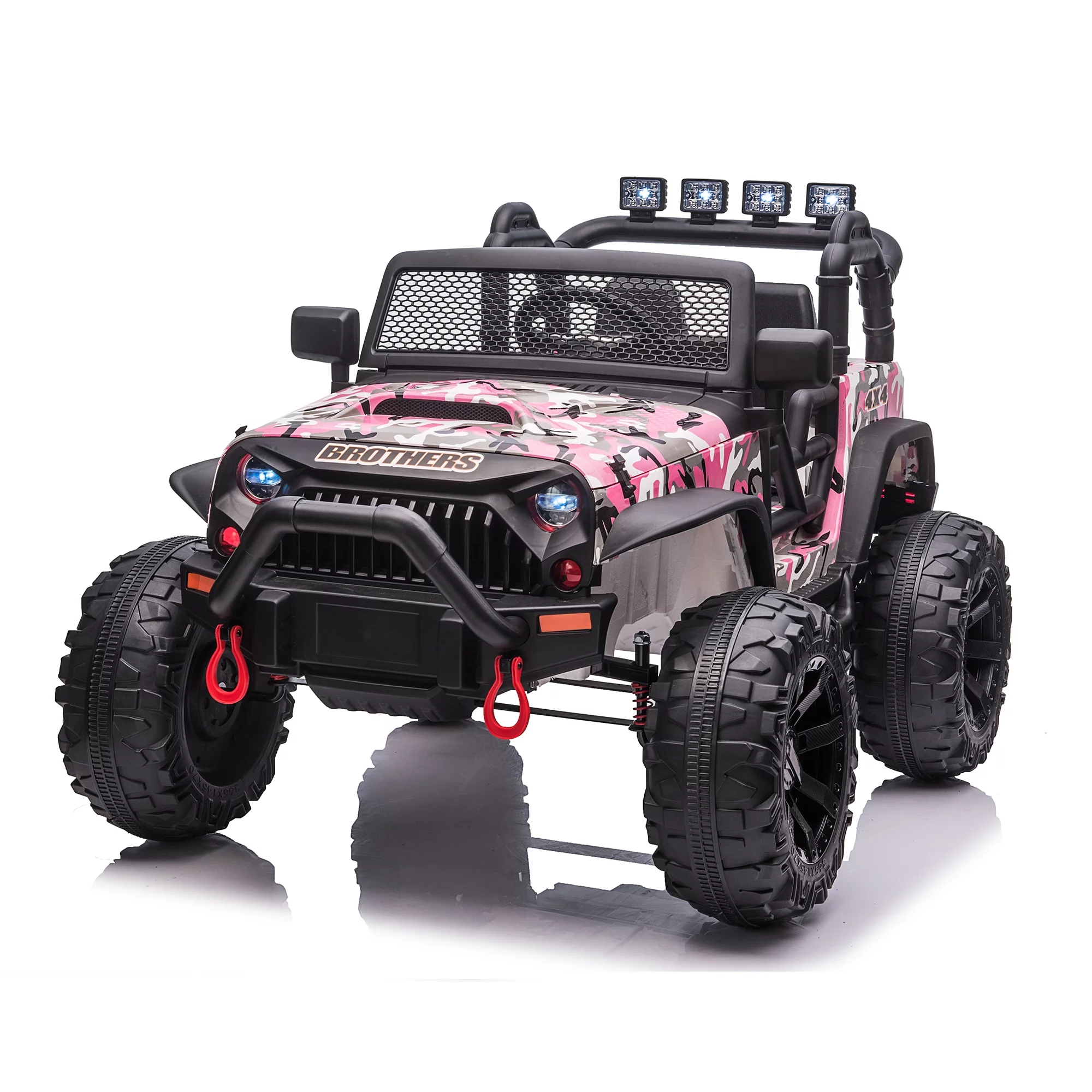 Ufurpie 24V JEEP Double Drive Children Ride-on Car With 200W*2 12V9AH*2 Battery,Parent Remote Control,Led Lights,Music Board with Bluetooth/MP3,Pink Camo