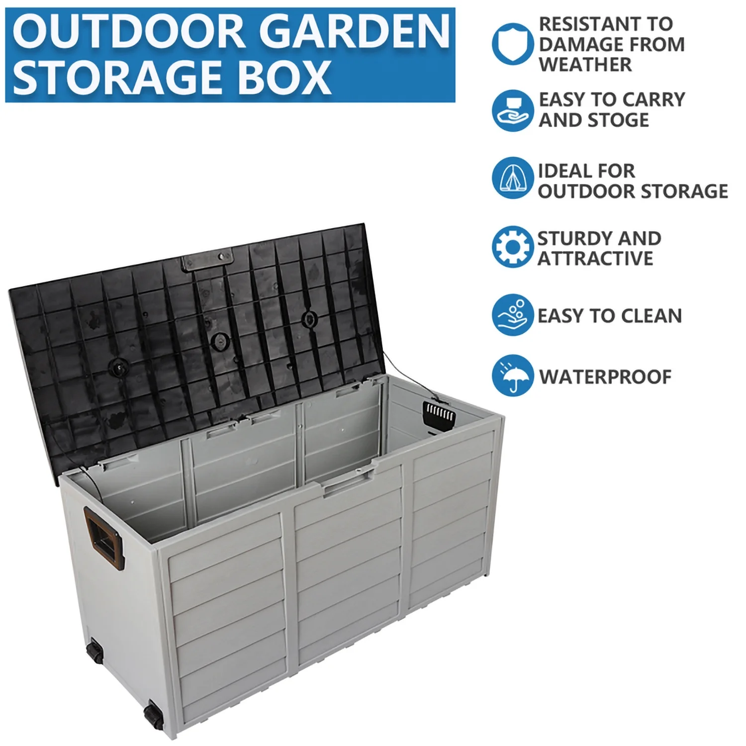 RUseeN 75 Gallon Outdoor Garden Plastic Storage Deck Box-Organization and Storage for Patio Furniture Outdoor Cushions, Throw Pillows, Garden Tools and Pool Floats