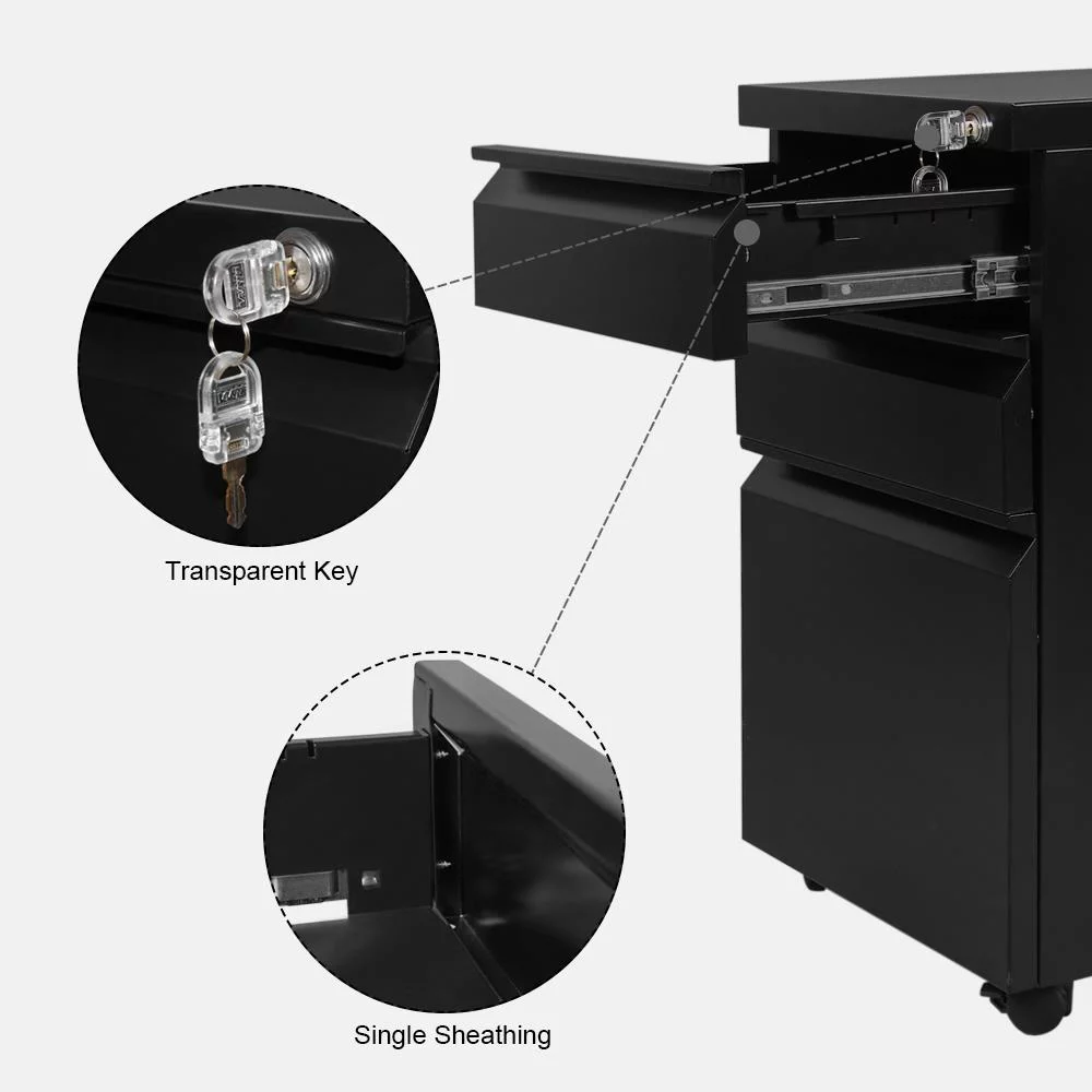 Winado 3 Drawer Metal Mobile File Cabinet with Lock Rolling Steel Office Cabinet with drawers