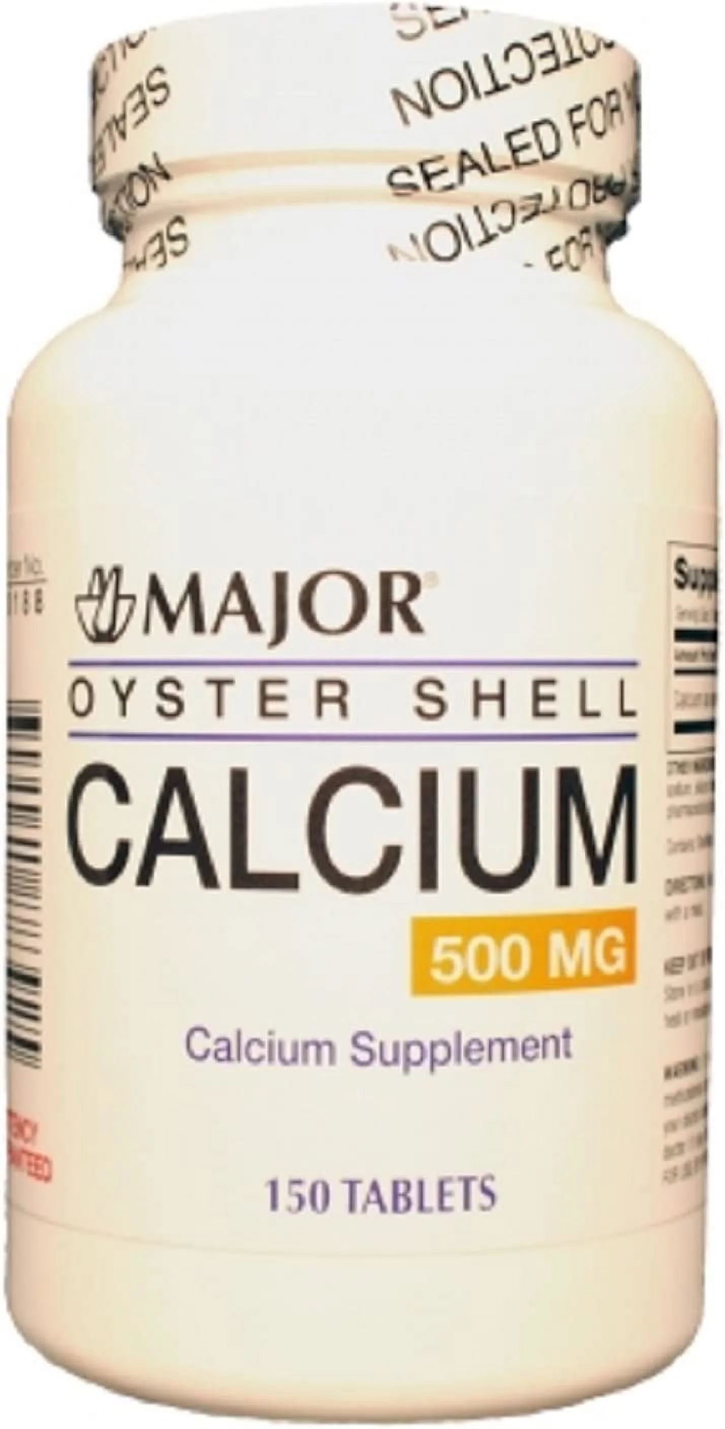 Major 20555000301 Oyster Shell Calcium 500 MG 150 Tabs (Pack of 3)