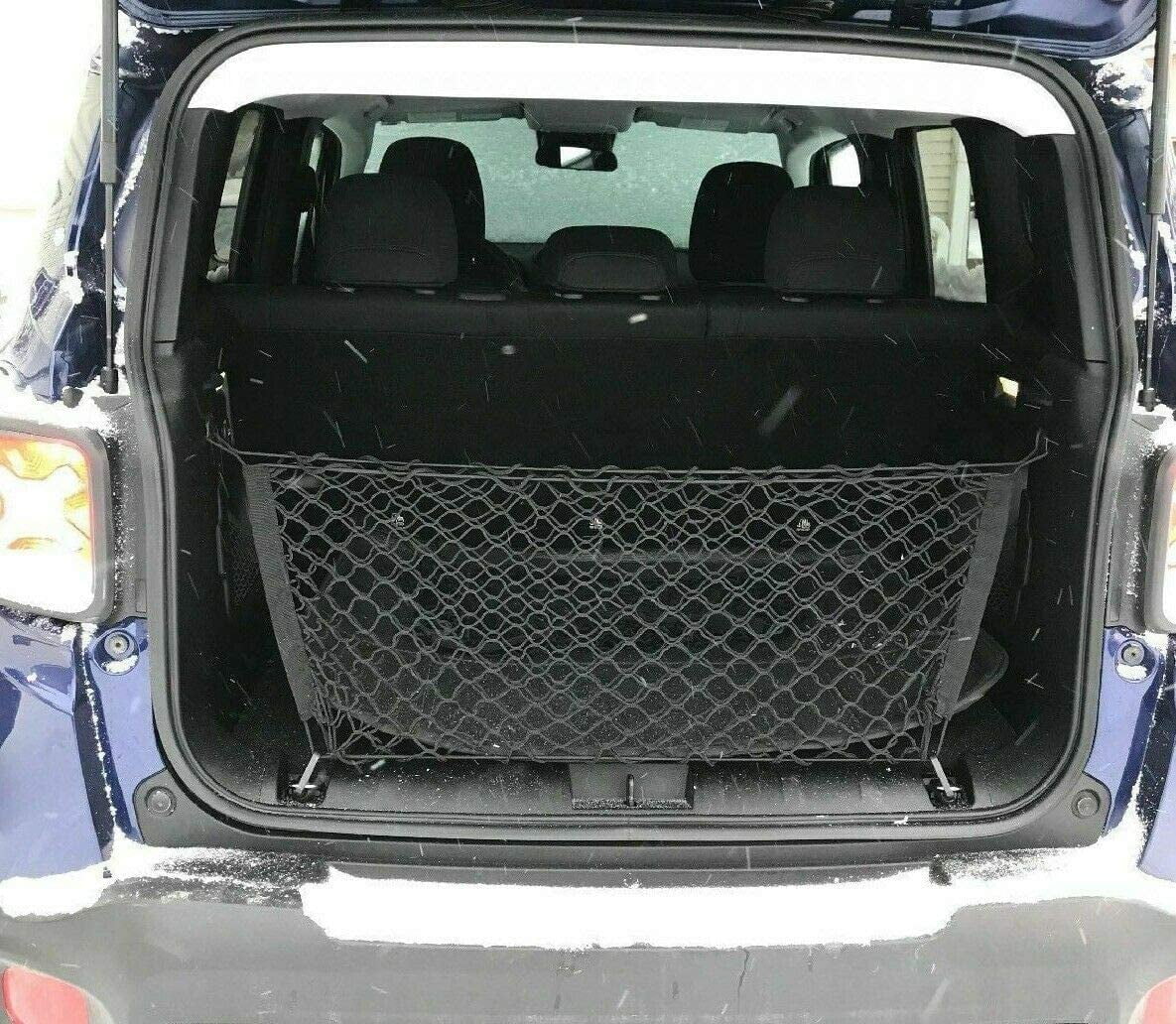 EACCESSORIES EA Trunk Organizer Cargo Net For JEEP: COMPASS 2007-2023, PATRIOT 2007-2017, RENEGADE 2015-2023 – Floor & Envelope Style Cargo Nets for SUV – Premium Mesh Car Trunk Organizer