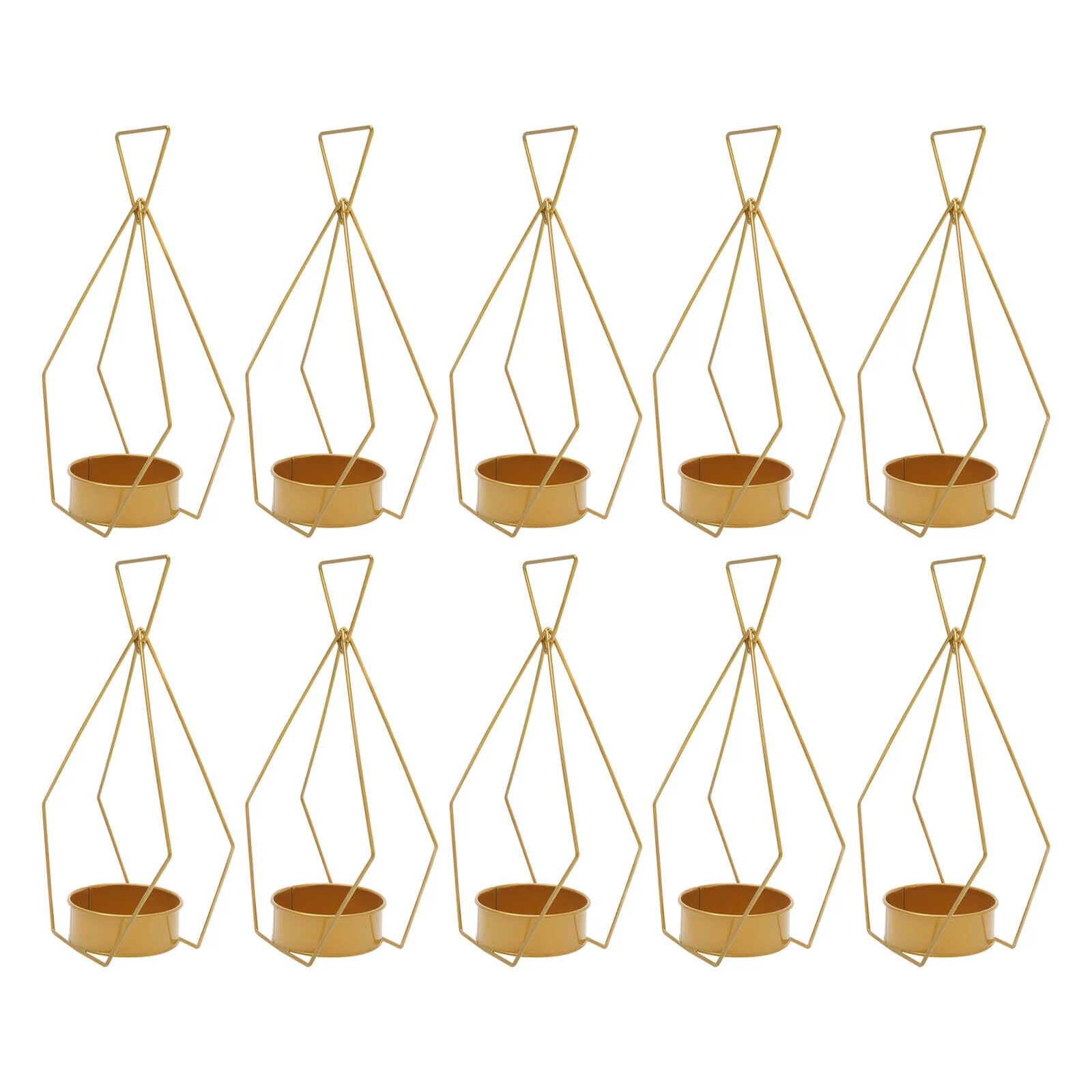 10 Pack Geometric Gold Flower Vases Diamond Shape Holder Wedding Centerpieces