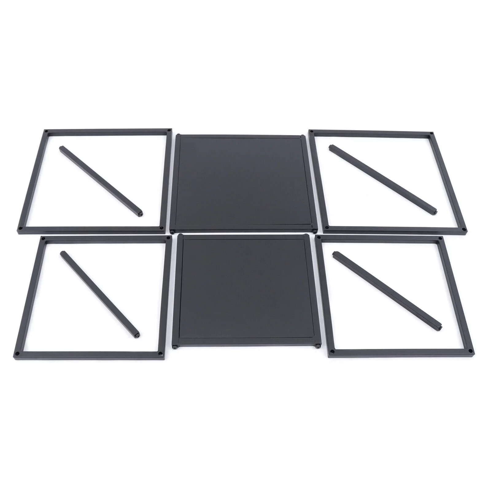 2pc Modern Square Metal Coffee Table Side/End Table Tray Matt Black Office Home