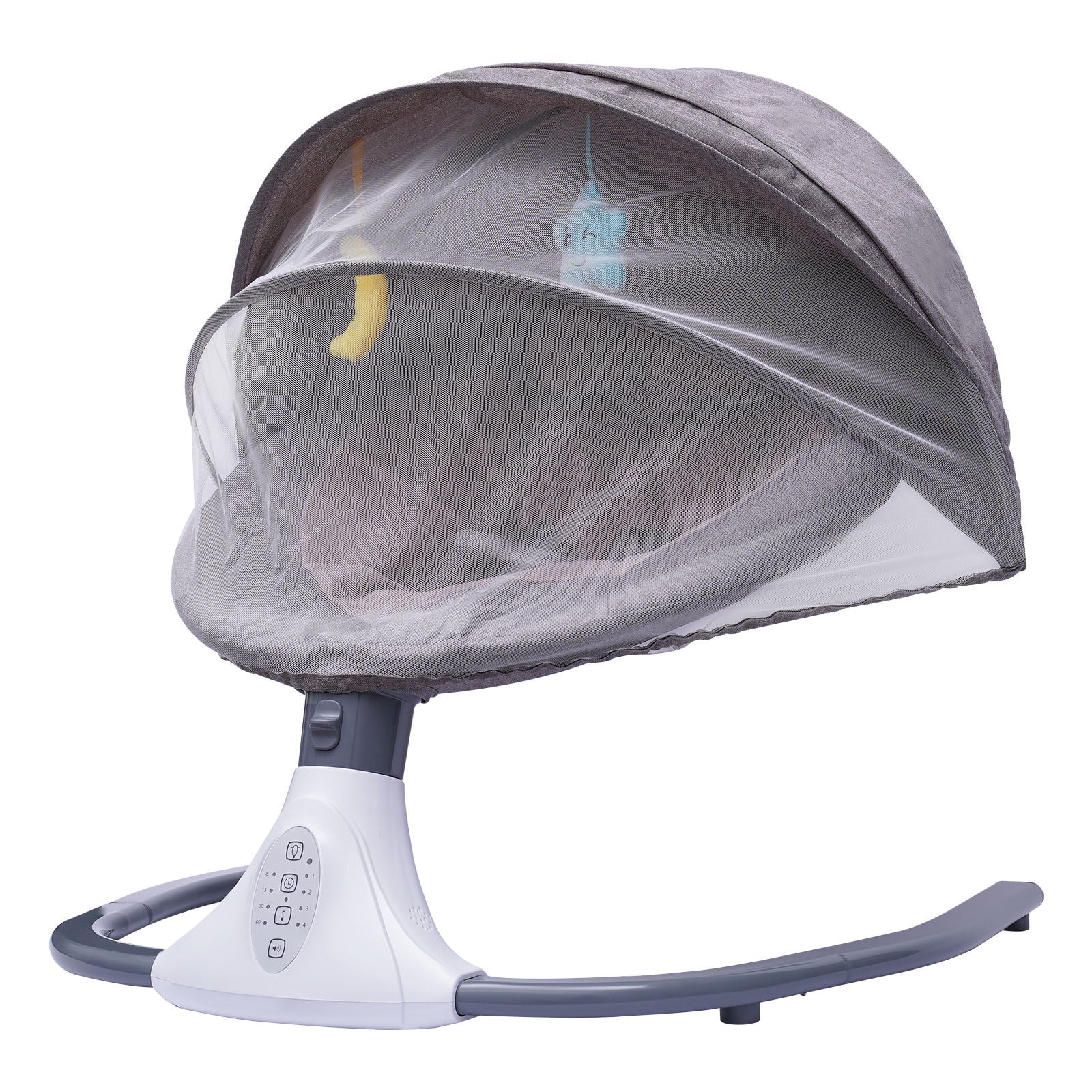 Wuzstar Bluetooth Baby Swing Chair,USB Electric Cradling Bouncer with Removable Crib Netting & Timing Function(Gray)