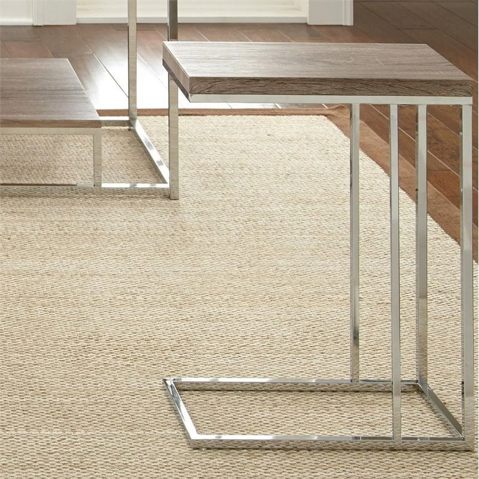 Bowery Hill Transitional Metal/Wood Chairside End Table in Brown