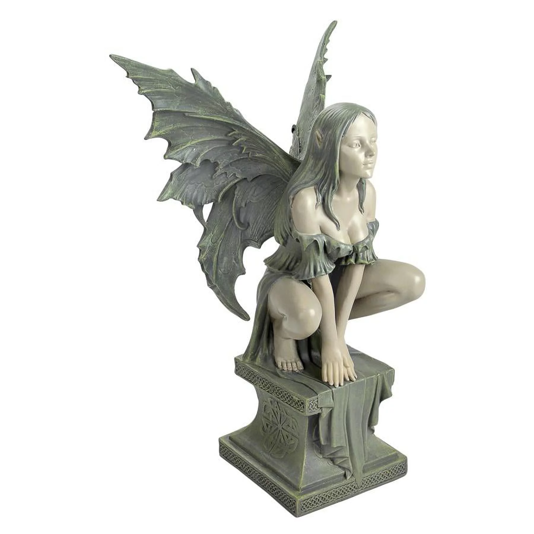 Design Toscano Celtic Fairy's Perilous Perch Outdoor Garden Statue, Large, 19 Inch, Polyresin, Two Tone Stone