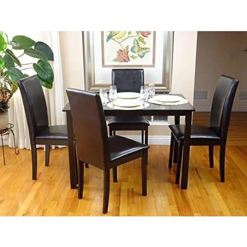 Dining Kitchen Rectangular Classic Table Solid Wooden Modern In Black Espresso Finish