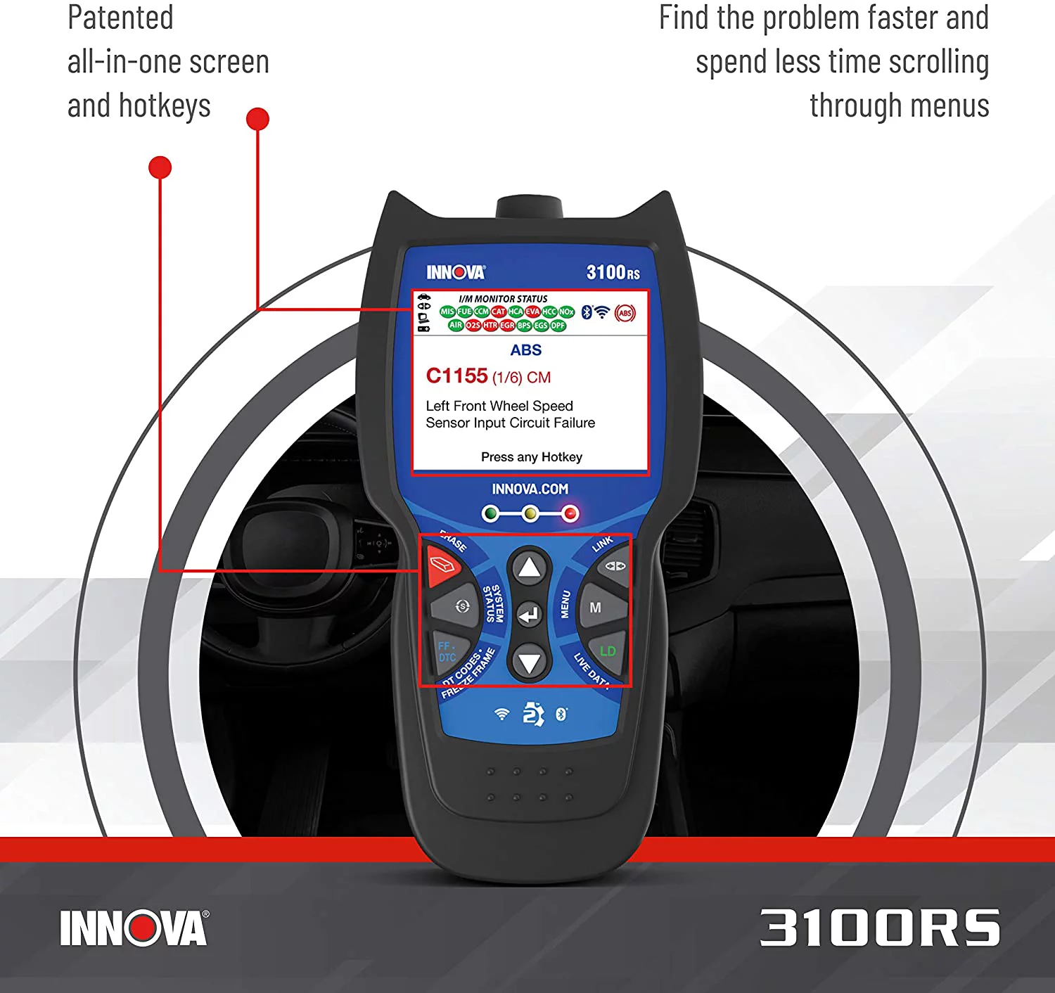 INNOVA 3100RS FixAssist Bluetooth Code Reader Vehicle Diagnostic Scanner