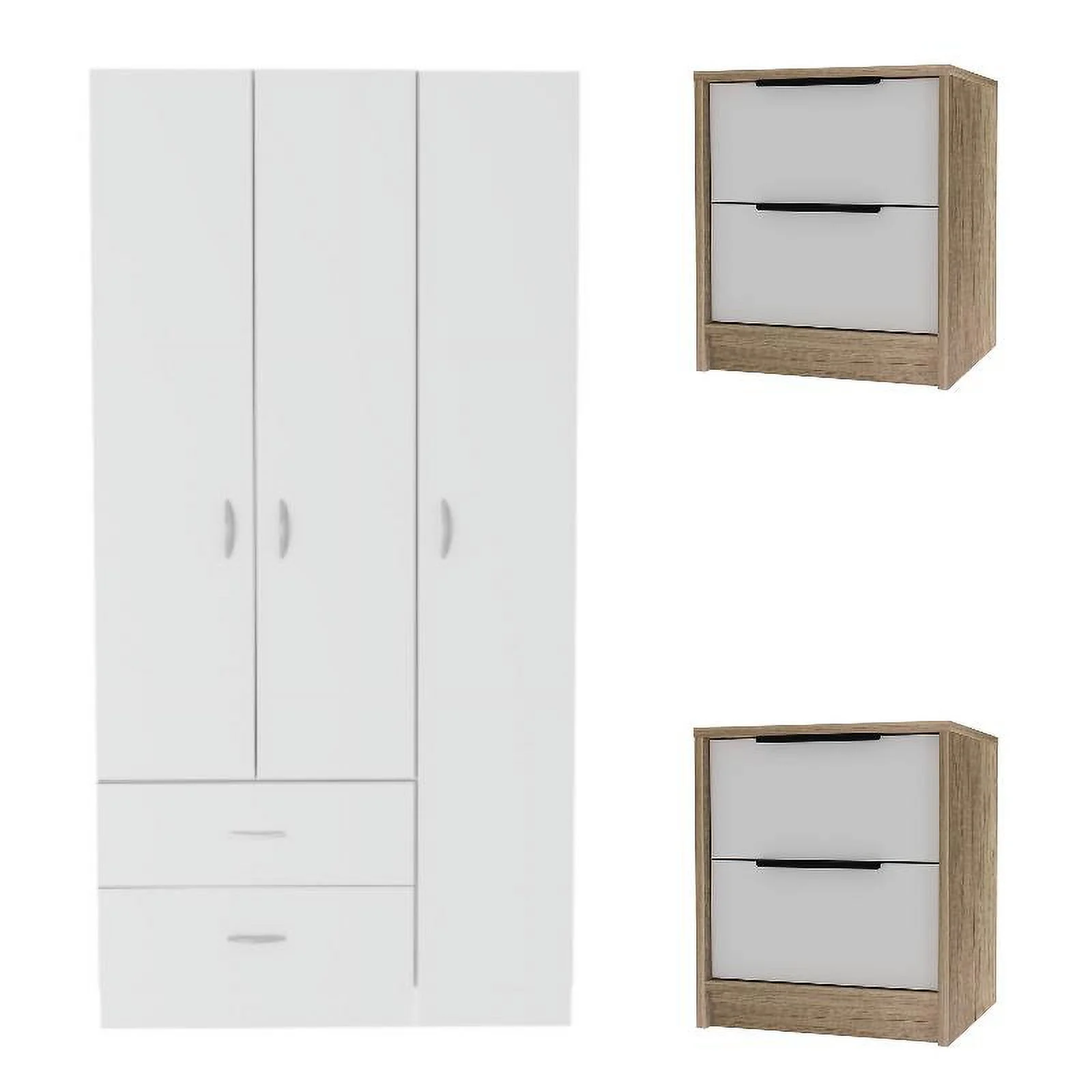 Home Square 3-Piece Set with Armoire & 2 Nightstands in Multi Color