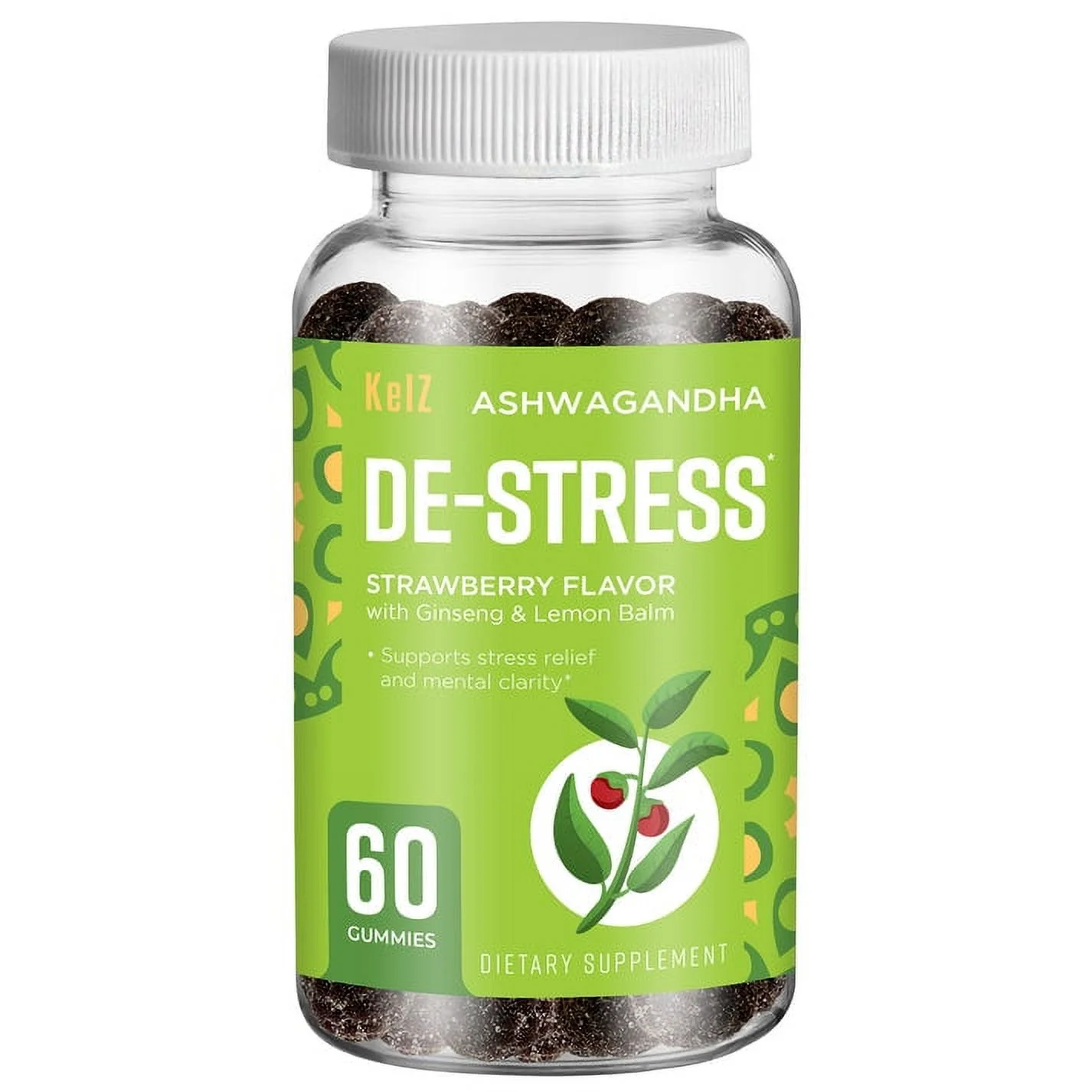 Kelz Ashwagandha De-Stress Supplement (Strawberry Flavor) 60 Gummies