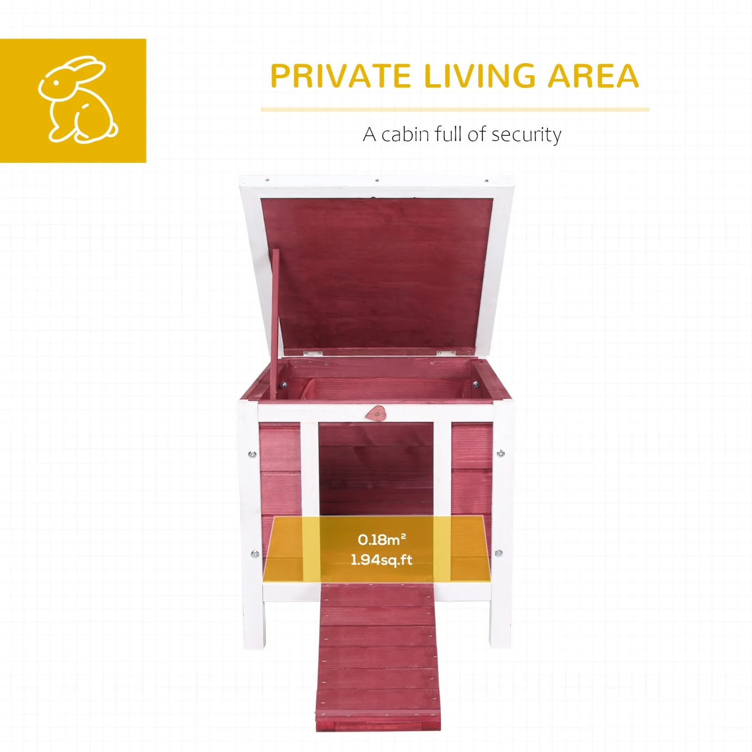 YLtoohoom PawHut Small Wooden Rabbit Hutch Bunny Cage Guinea Pig Cage Duck House Dog House with Openable & Waterproof Roof  Red