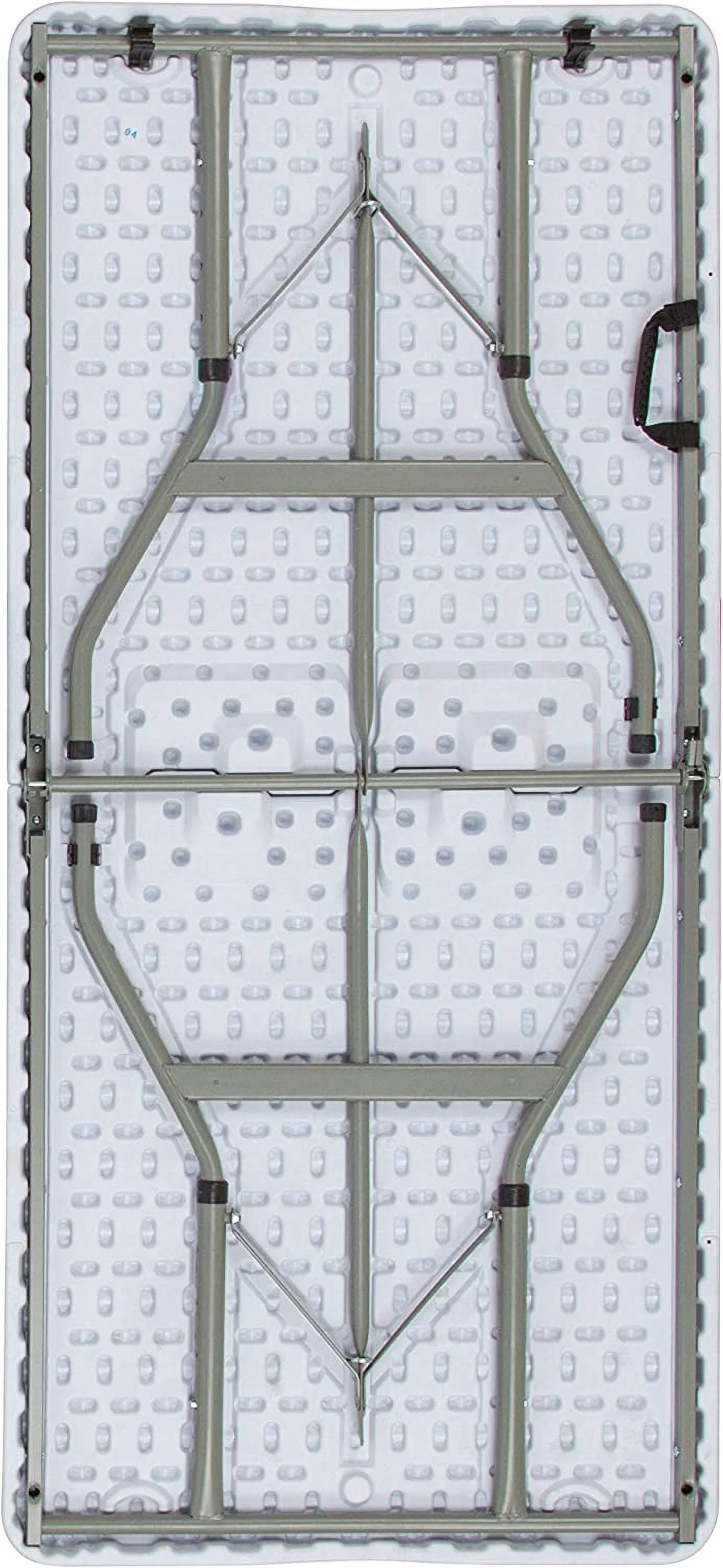 EMMA + OLIVER 5-Foot Height Adjustable Bi-Fold Granite White Plastic Folding Table with Handle