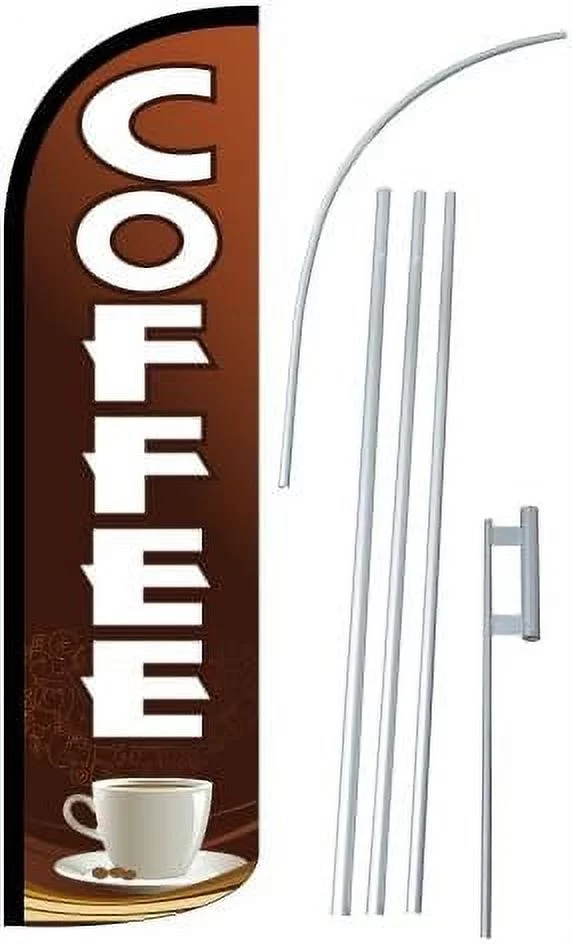 12-foot super swooper feather flag with heavy-duty 15-foot pole and ground spike