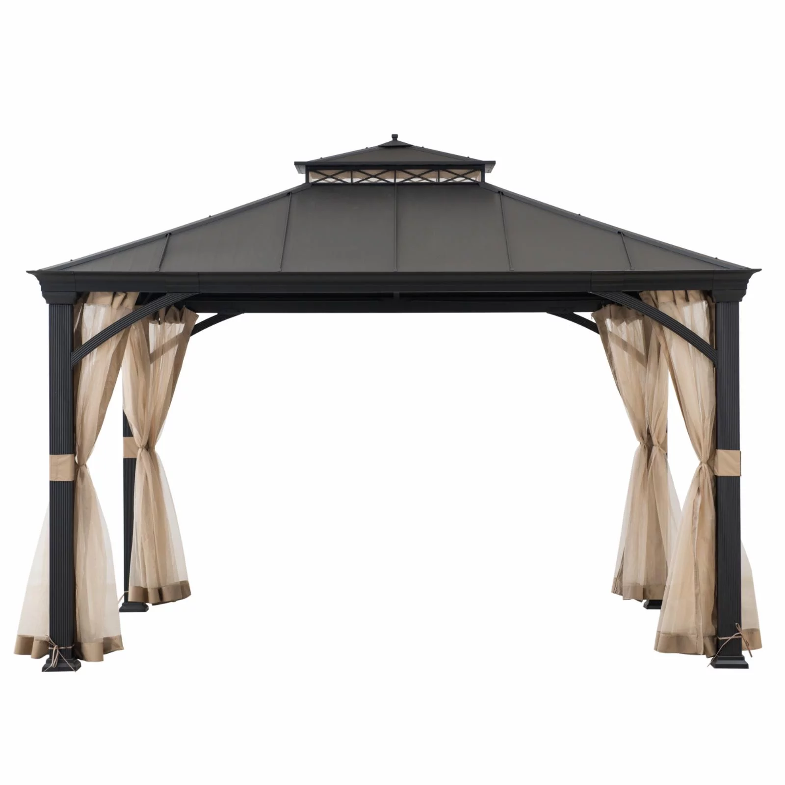 Sunjoy Cross Hip 10.5 x 12.5 ft. 2 Tier Hardtop Steel Gazebo