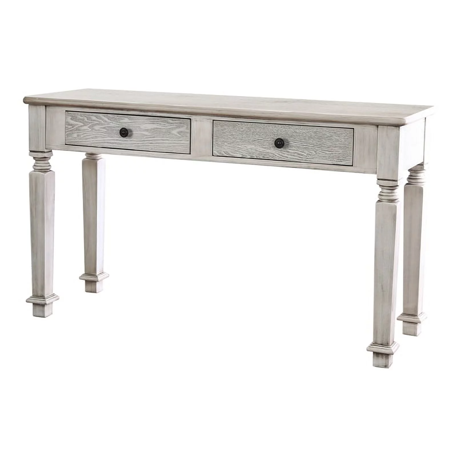 Furniture of America Vera Rustic Wood 2-Drawer Console Table in Antique White