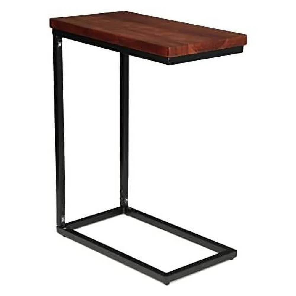 Espresso Wood TV Tray C Shaped Side Table - 26